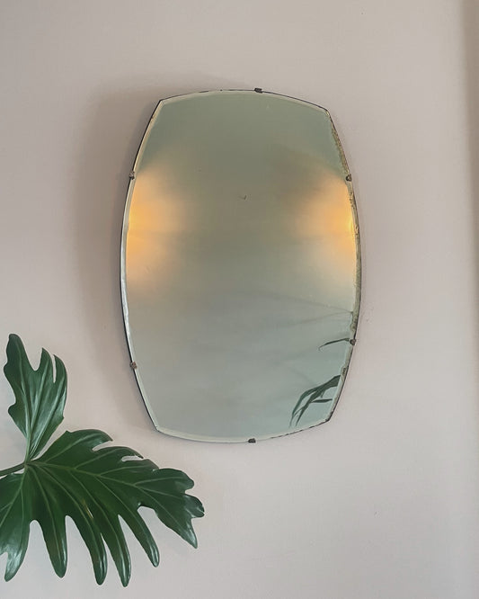 Antique beveled mirror - frameless oval mirror