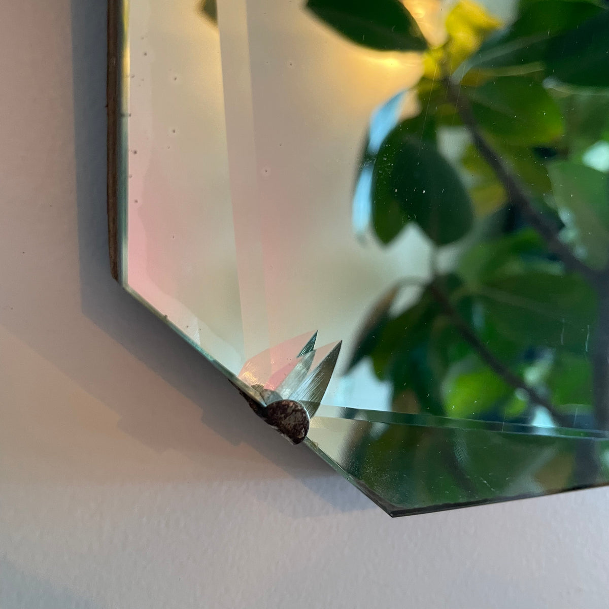 Antique beveled mirror - frameless Art deco mirror