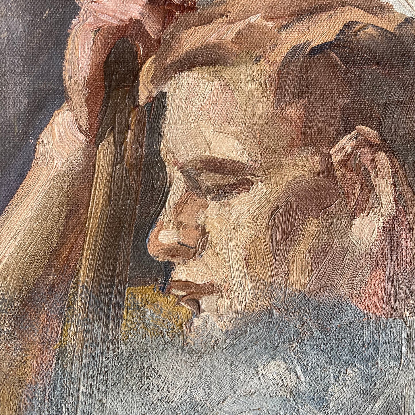 Juxtapositions - vintage oil painting on extra large loose canvas material - two sided classical nude artwork