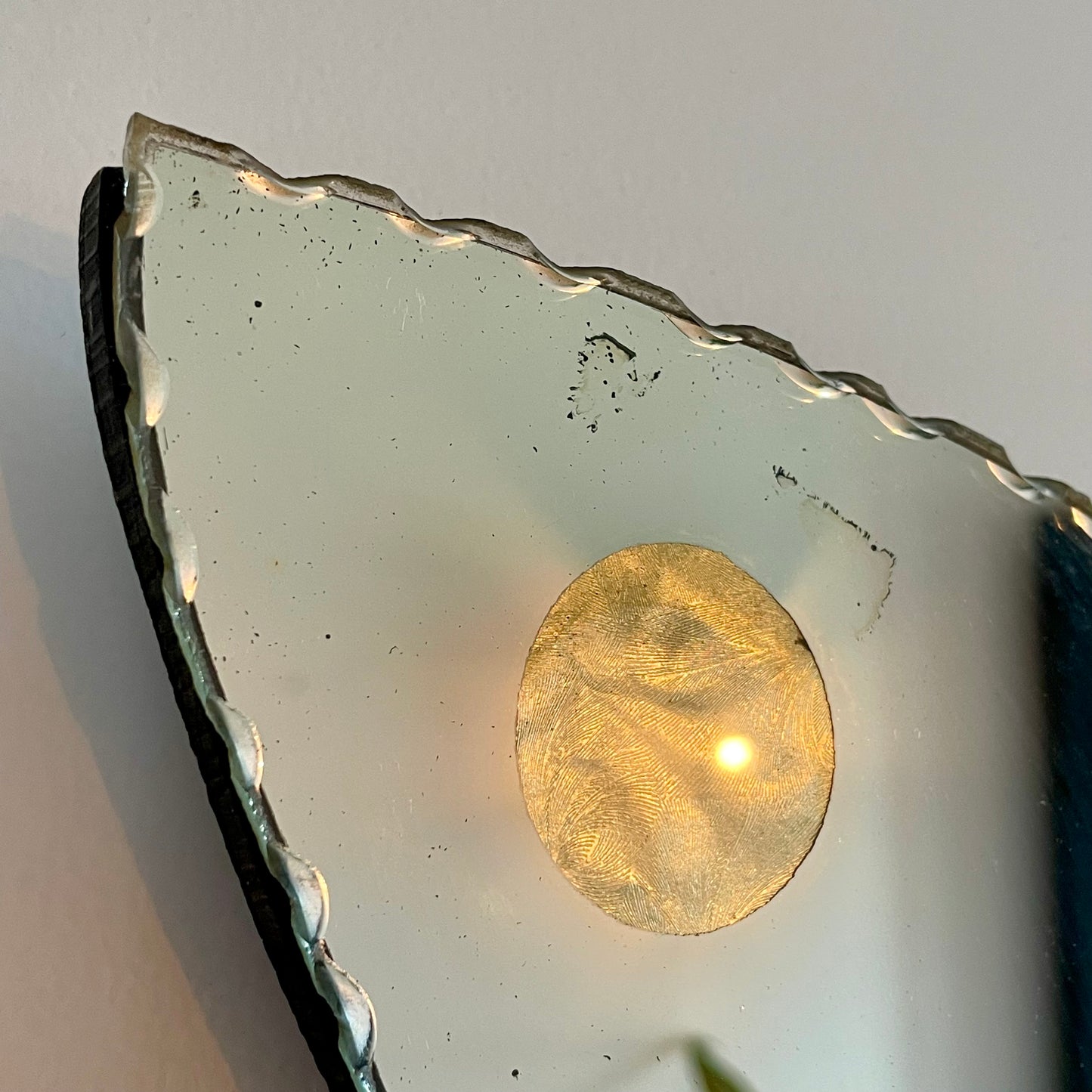 Antique Art Deco Butterfly mirror - vintage frameless beveled mirror shaped like a butterfly
