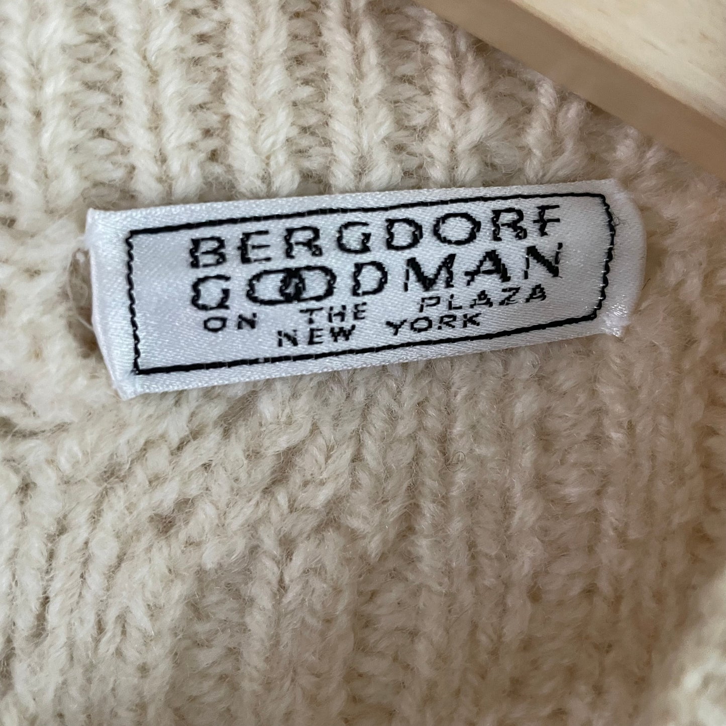 Vintage Roberta Freymann for Bergdorf Goodman handknit wool sweater - cable knit fisherman jumper with pompom details