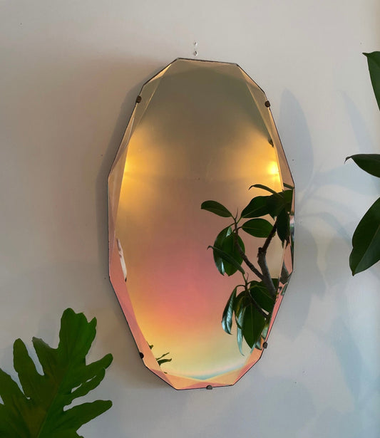 12 sided Art deco mirror with diamond faceted beveled edges