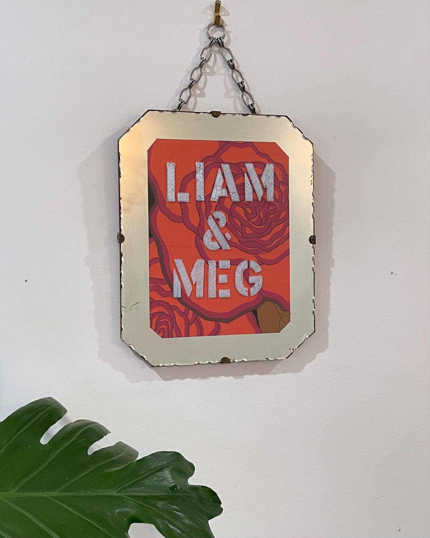 Customizable Vintage hanging picture frame with mirror surround - 1930’s Art Deco mirror frame