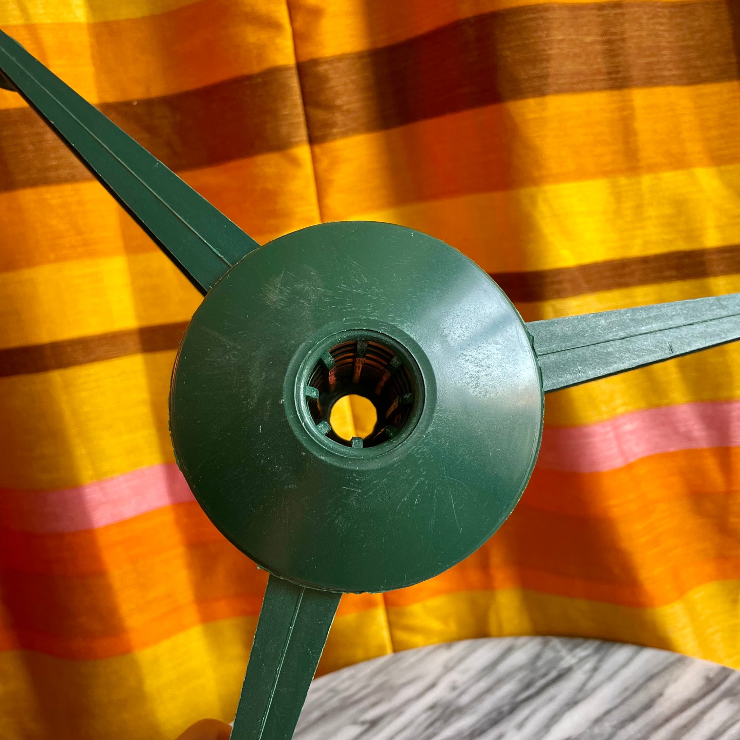 Vintage Christmas Tree Stand / green plastic collapsible Xmas tree stand