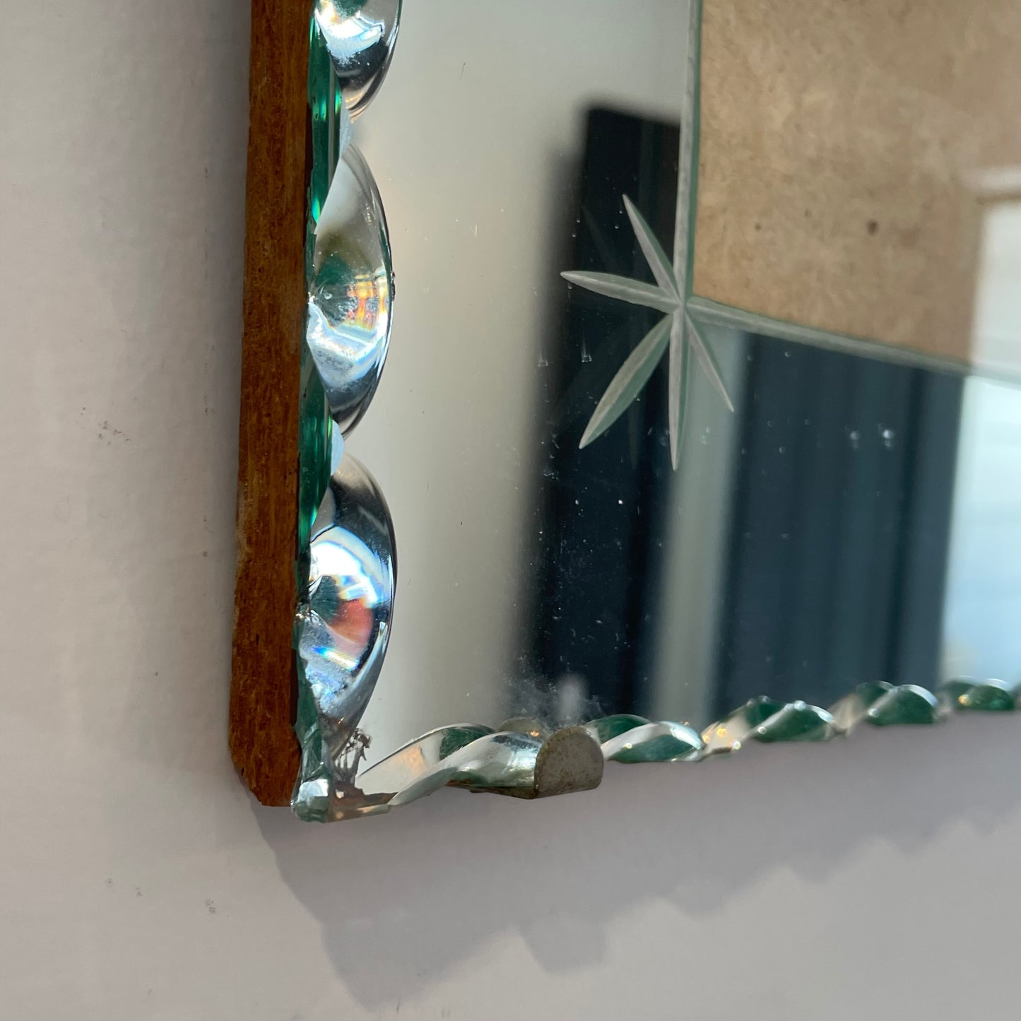 Art Deco mirror frame - vintage hanging picture frame with mirror surround