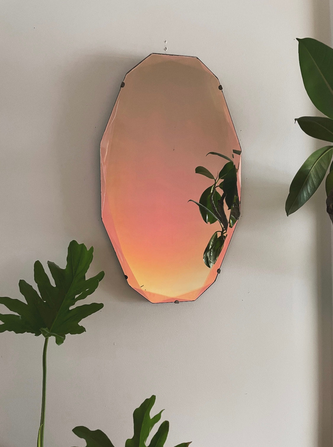 12 sided Art deco mirror with diamond faceted beveled edges