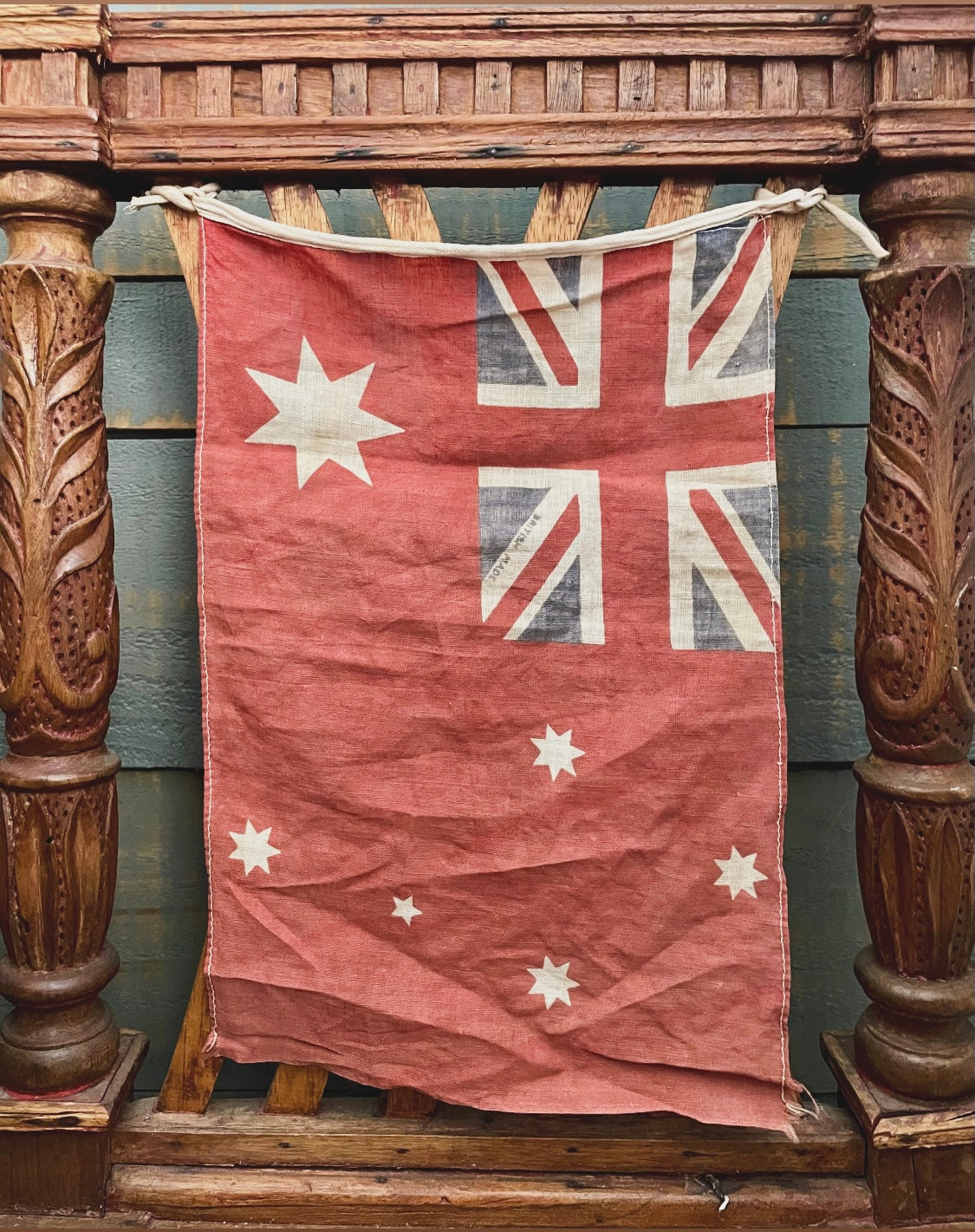 Small antique cotton Australian Red Ensign Flag - vintage parade flag
