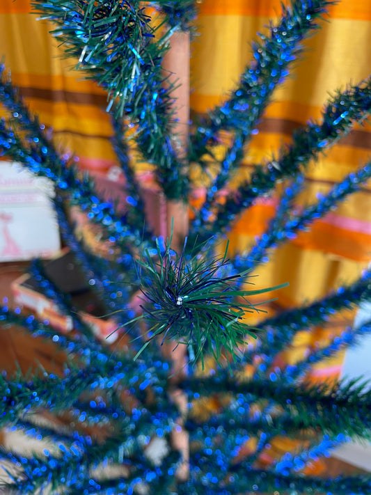 Sapphire Tree - vintage blue and green midcentury modern Christmas tree