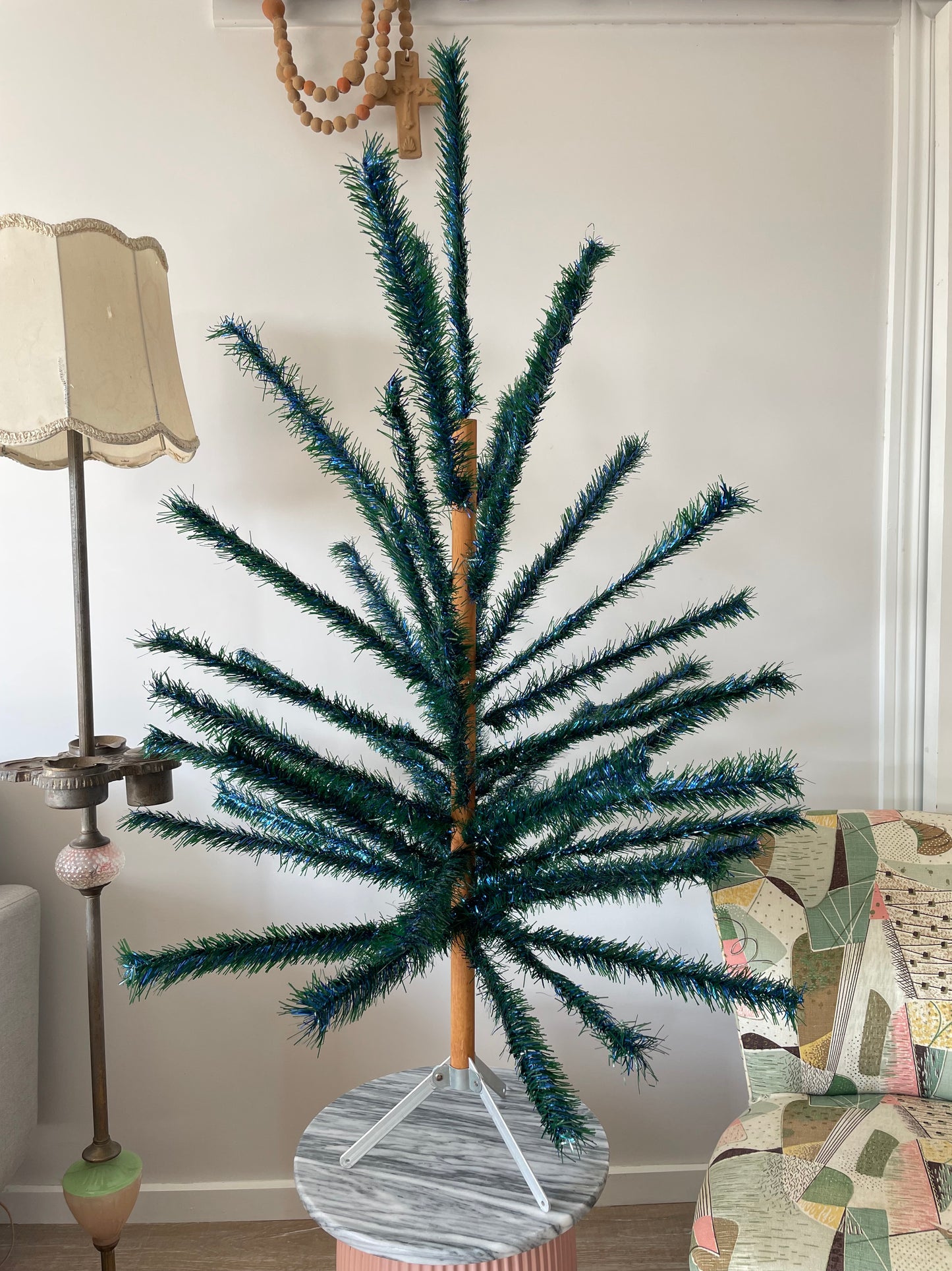 The Black Forest - vintage blue and green faux Christmas tree - midcentury modern Xmas tree