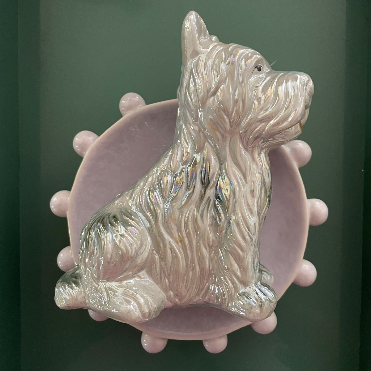 Vintage lusterware Scottish Terrier dog figurine - Scottie dog statuette