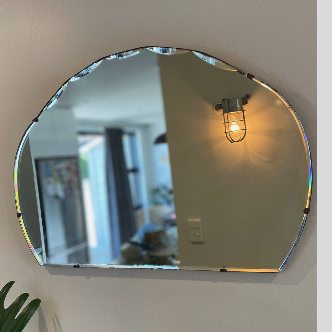 Raincloud mirror - Art Deco mirror with scalloped beveled edges and cloud shape