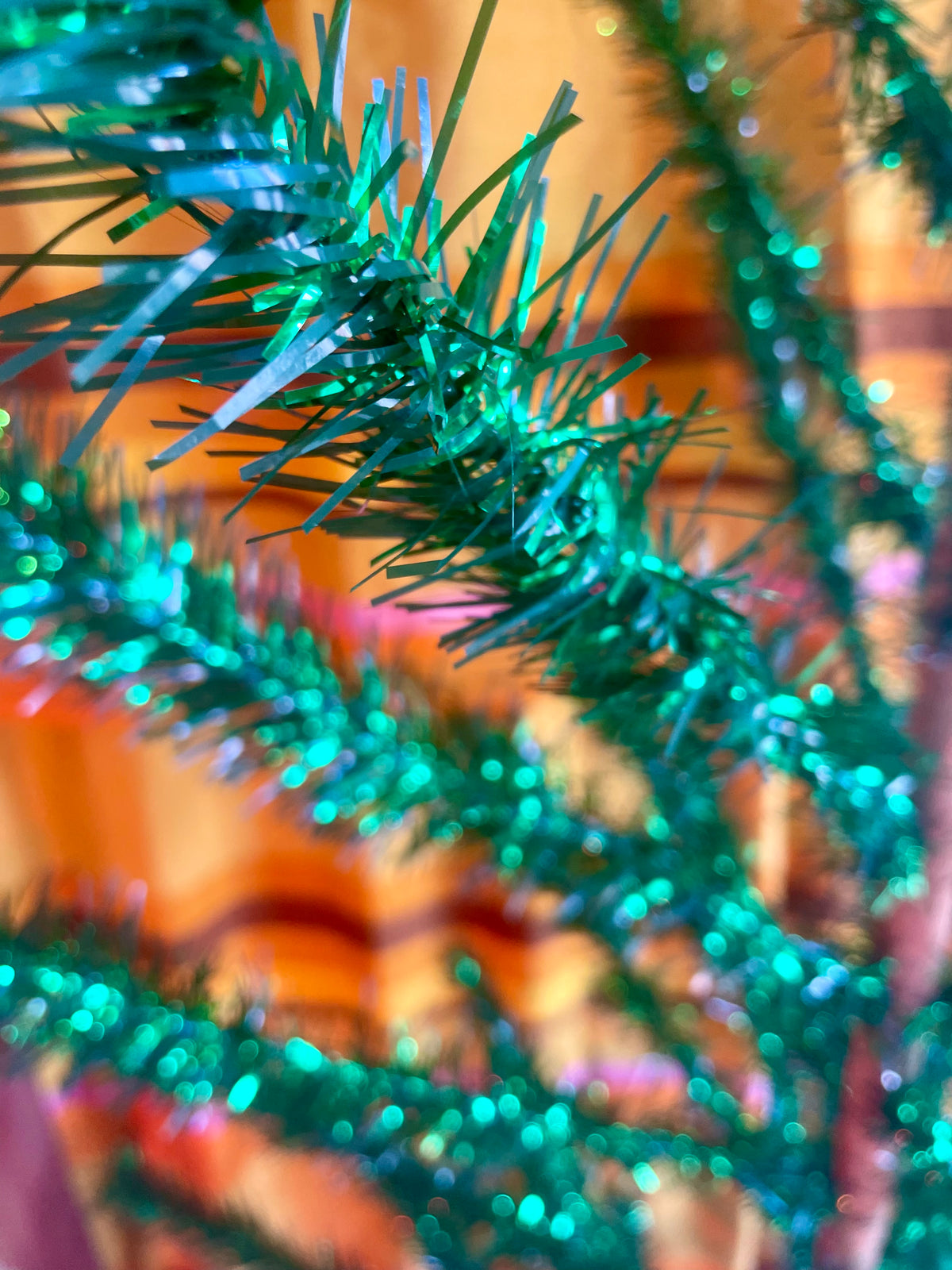 Authentic 6 foot vintage midcentury modern Christmas tree / vintage green tinsel tree