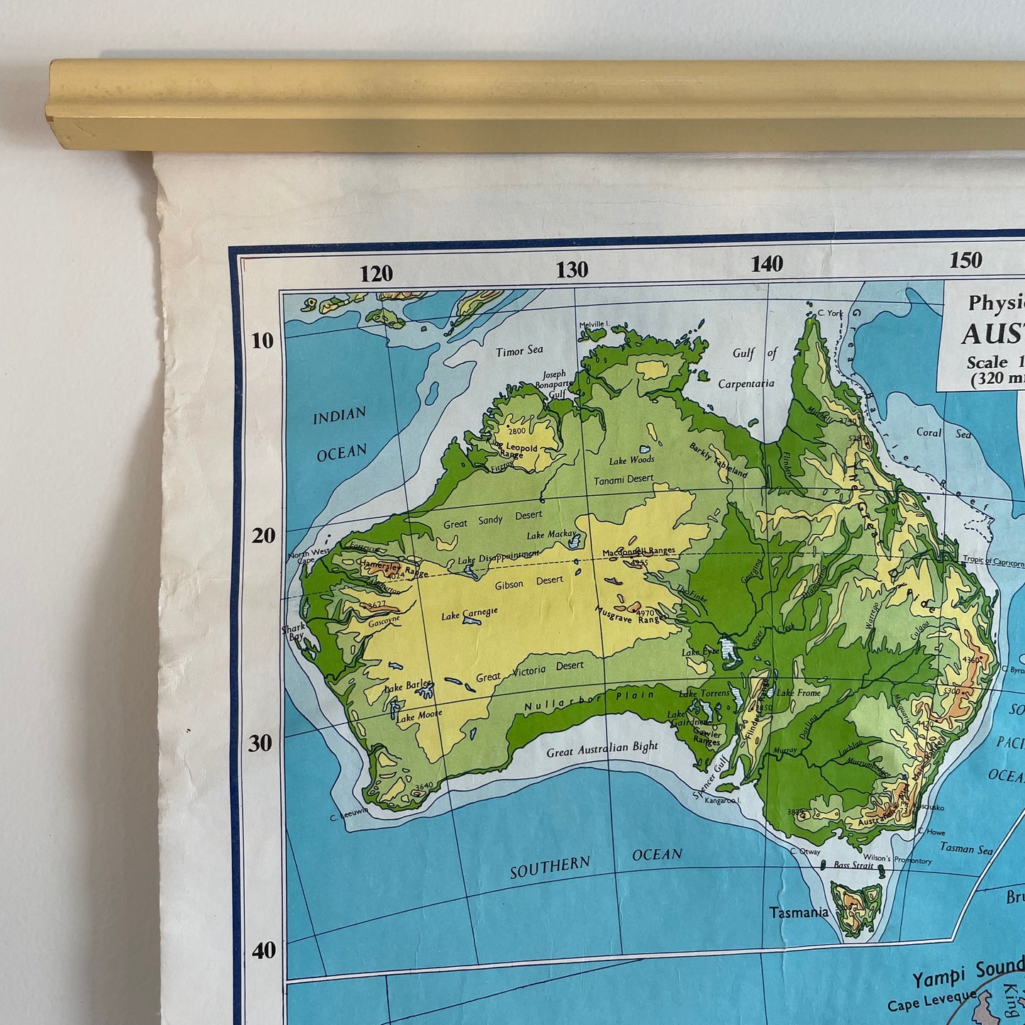 Vintage 1967 map of Australia and New Zealand