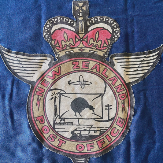 NZ post office flag - large wool and cotton stitched vintage New Zealand post flag