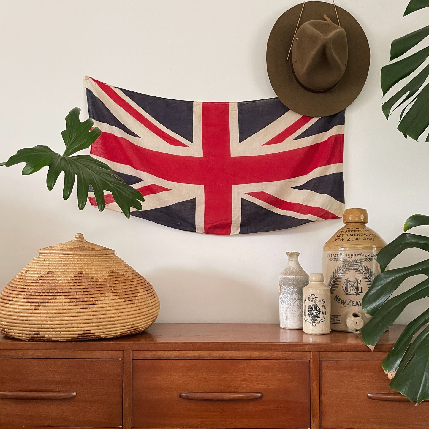 Antique Union Jack parade flag - vintage printed cotton United Kingdom flag