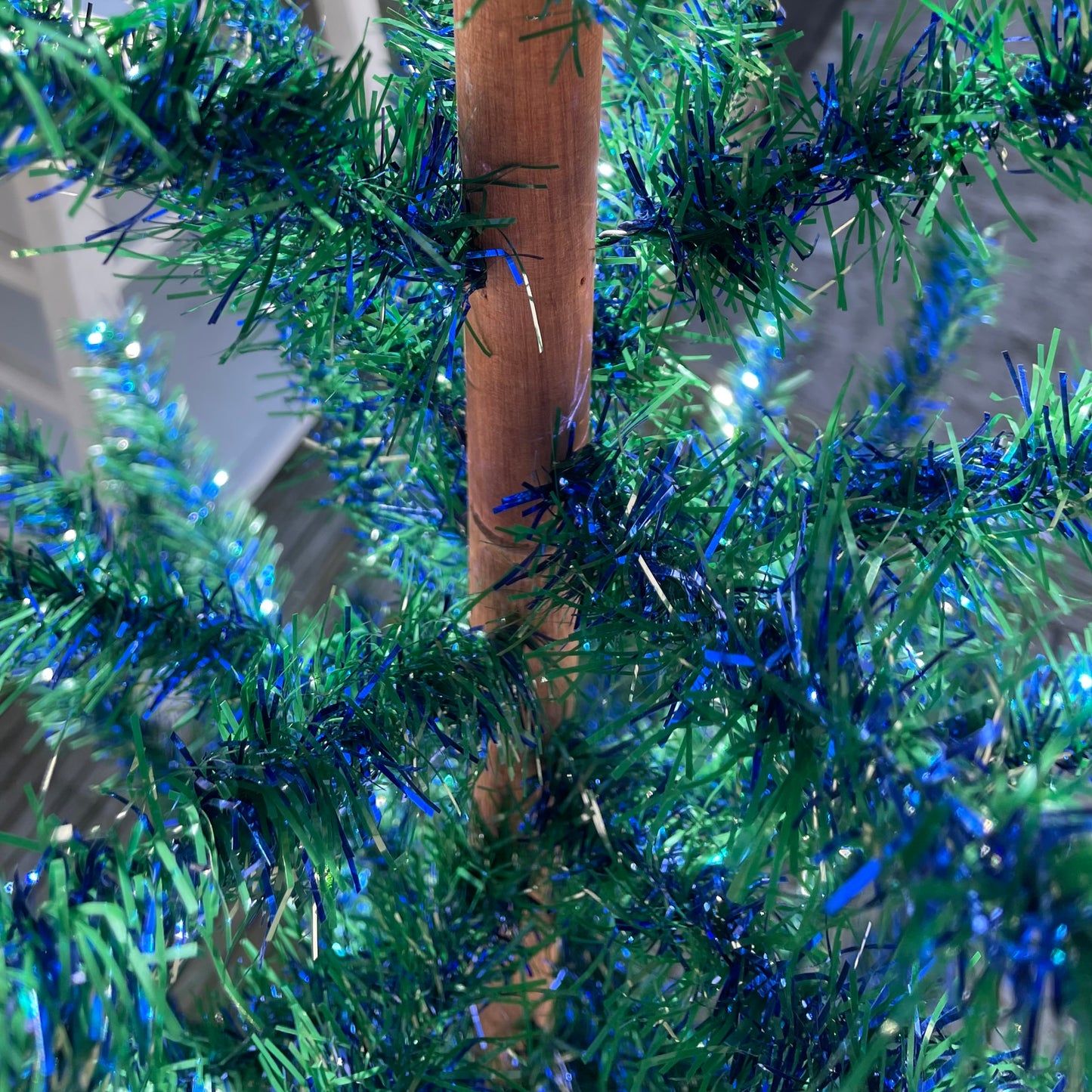 Sapphire Tree - vintage blue and green midcentury modern Christmas tree