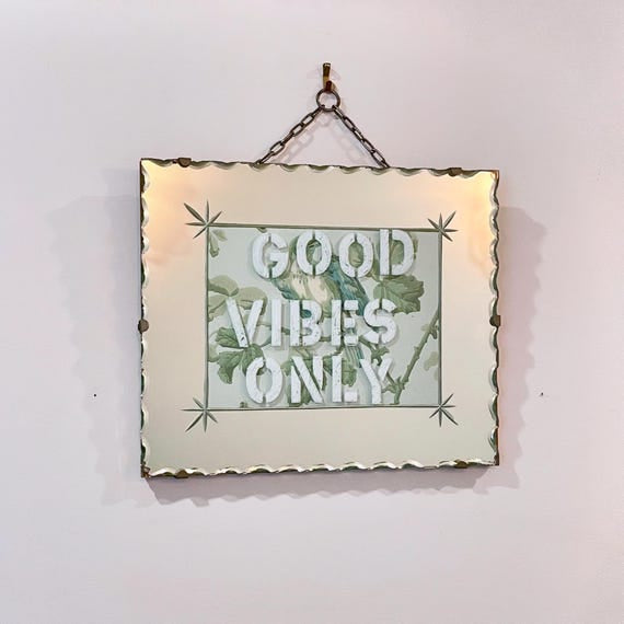 Art Deco mirror frame - vintage hanging picture frame with mirror surround