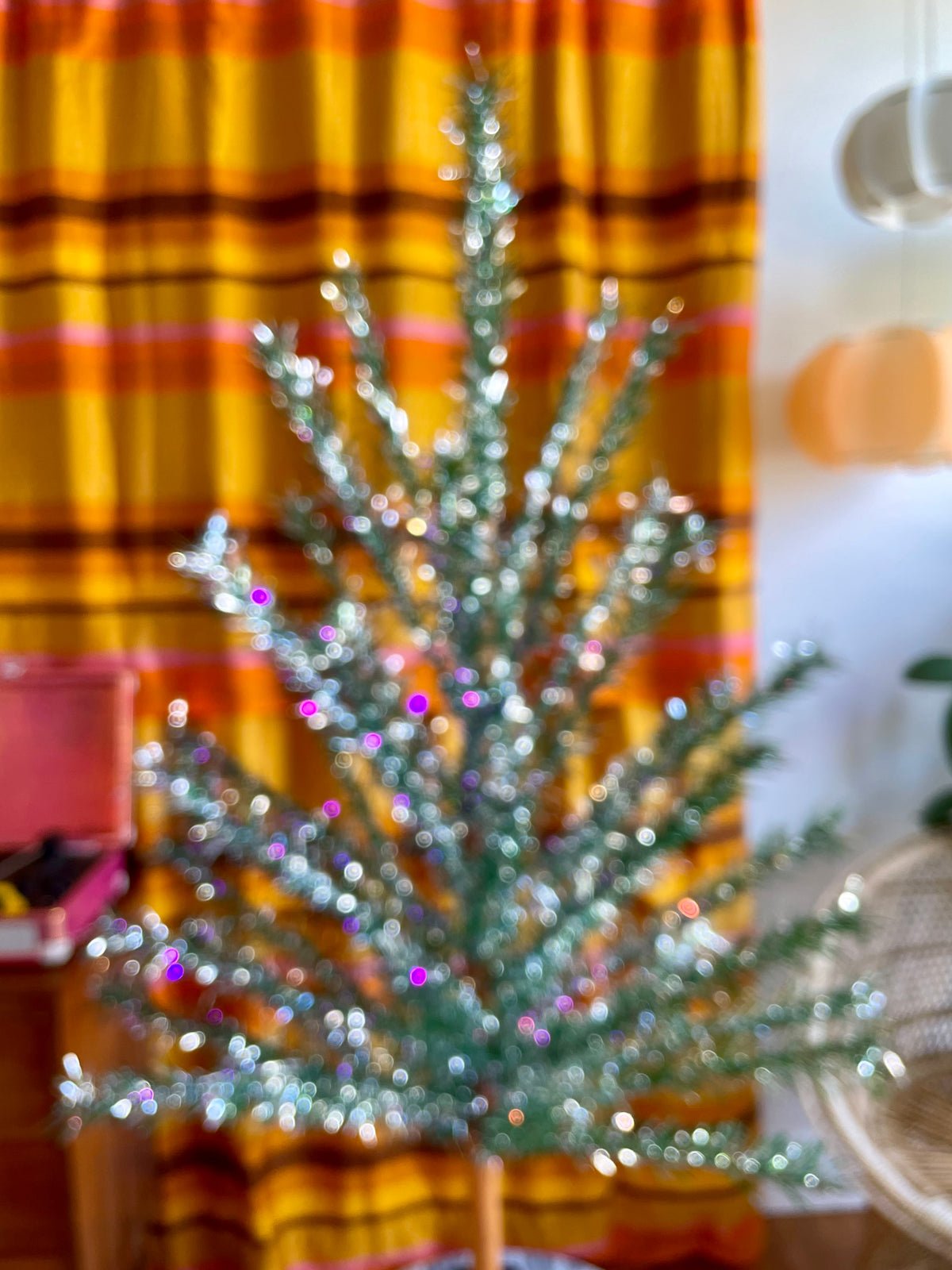 Tinselite Tree - Authentic vintage midcentury modern Christmas tree / retro silver and green tinsel tree