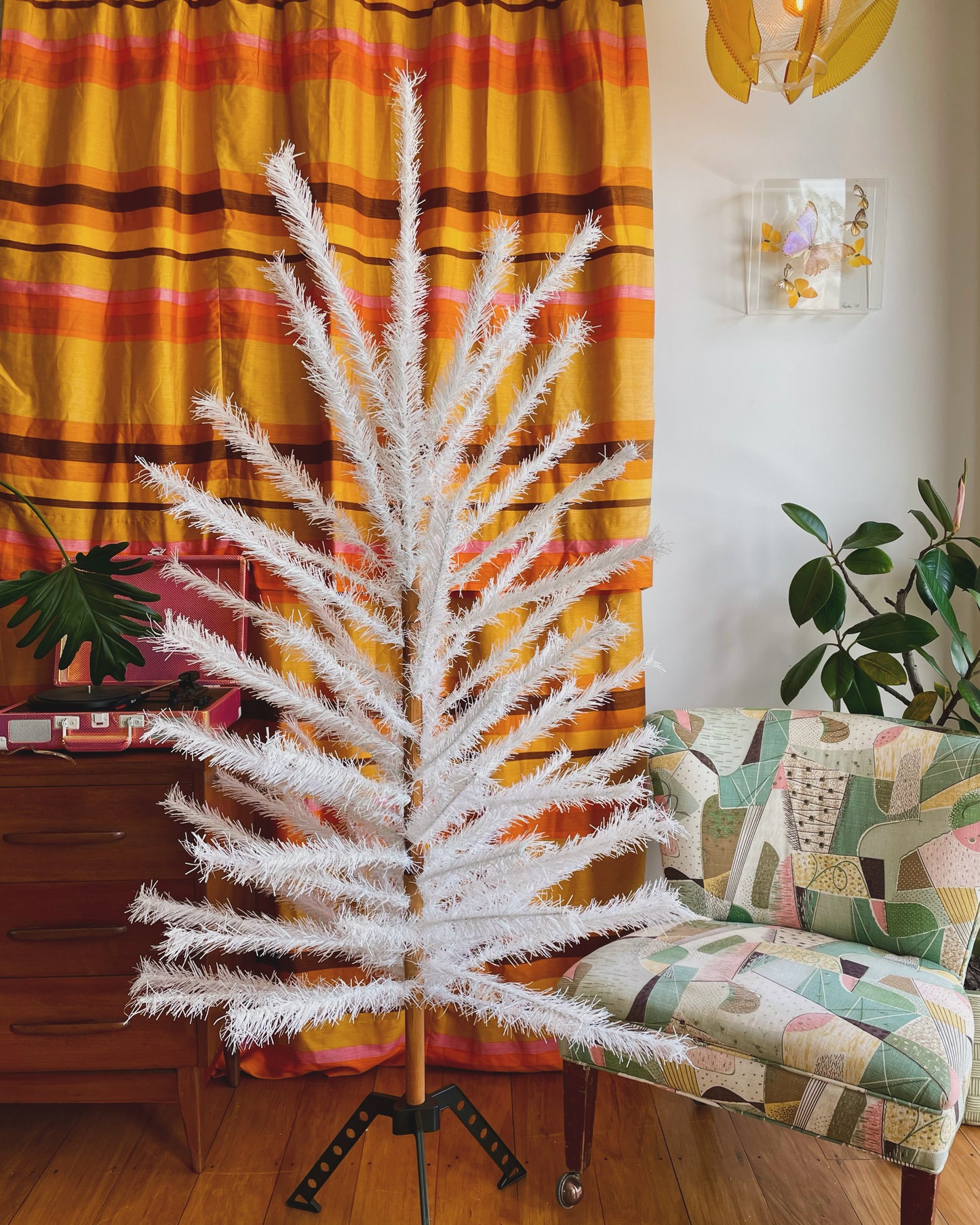 Snow White - 6 foot Vintage white Christmas tree - midcentury modern tinsel xmas tree