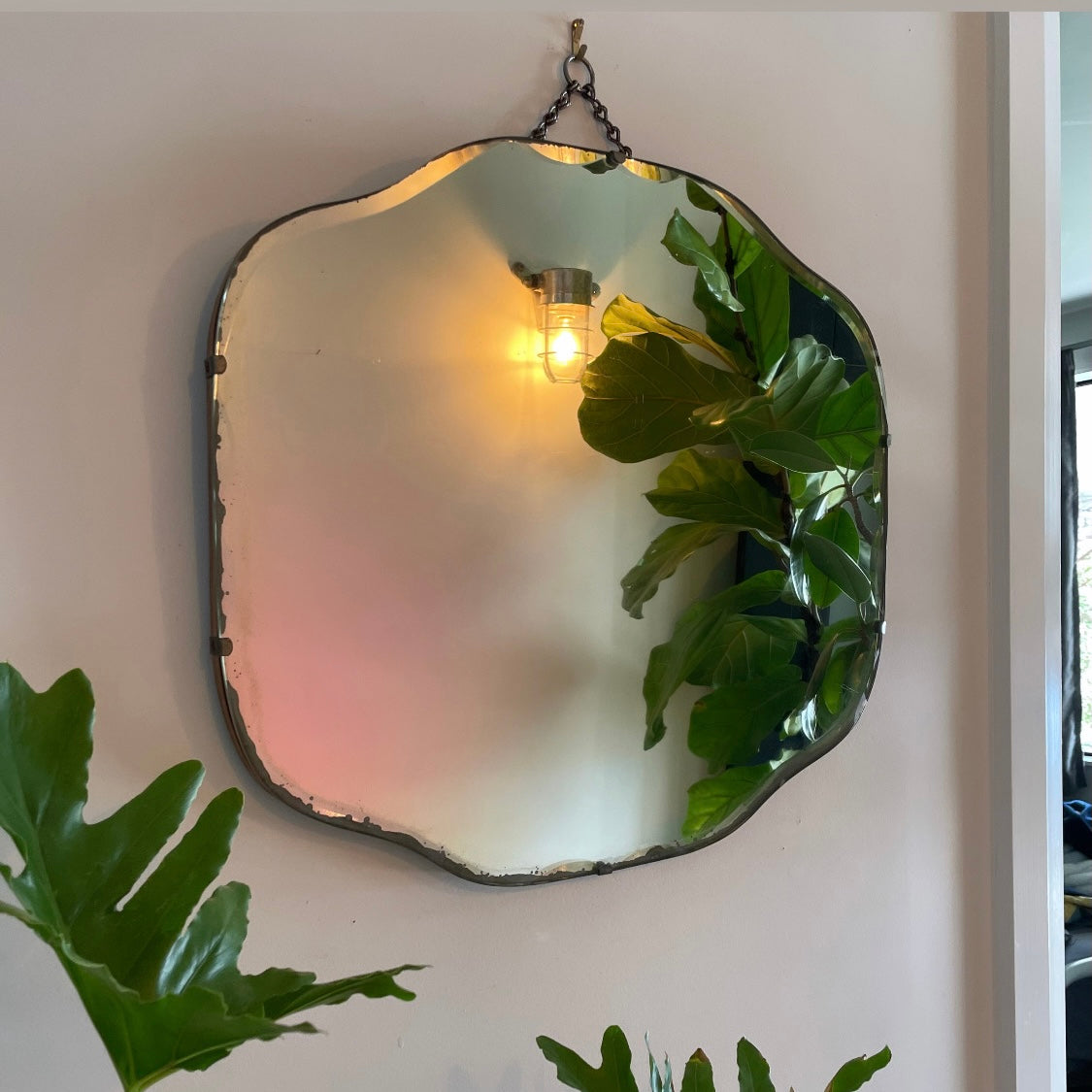 Wavy oval retro mirror - squiggle blob mirror