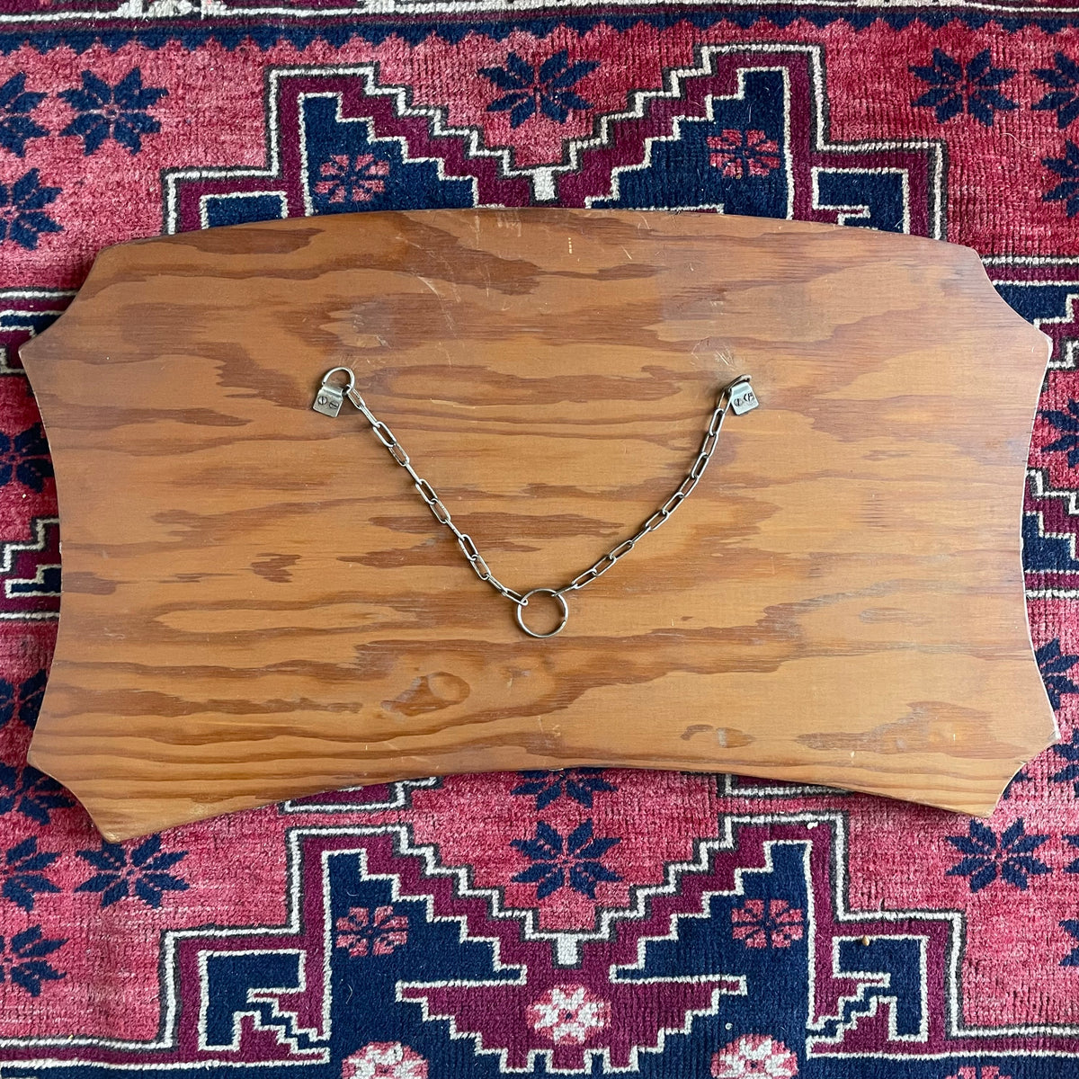 Large antique Art Deco mirror with decorative scalloped beveles