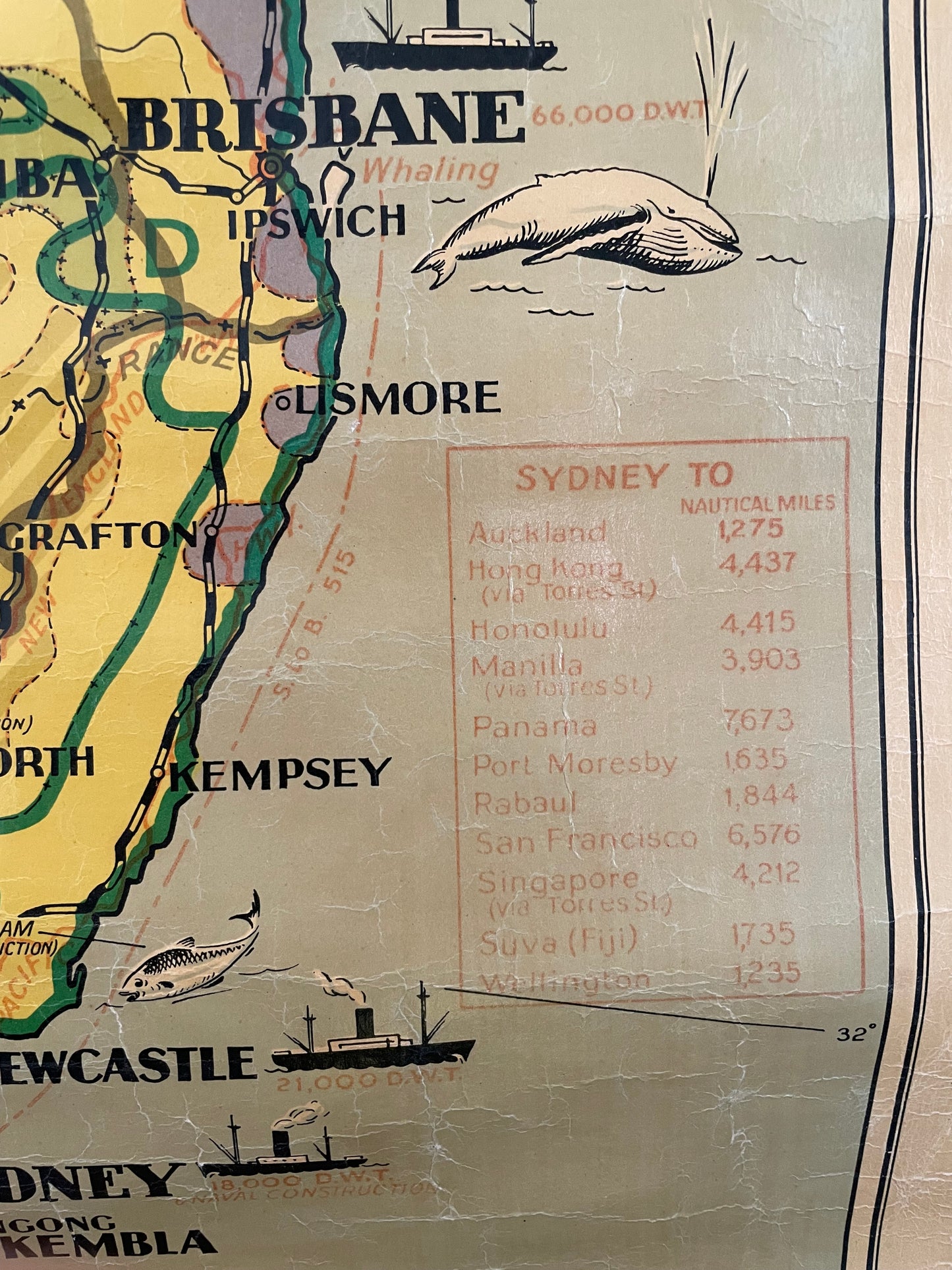 1952 vintage pull down map of Australia - large Australian educational canvas chart