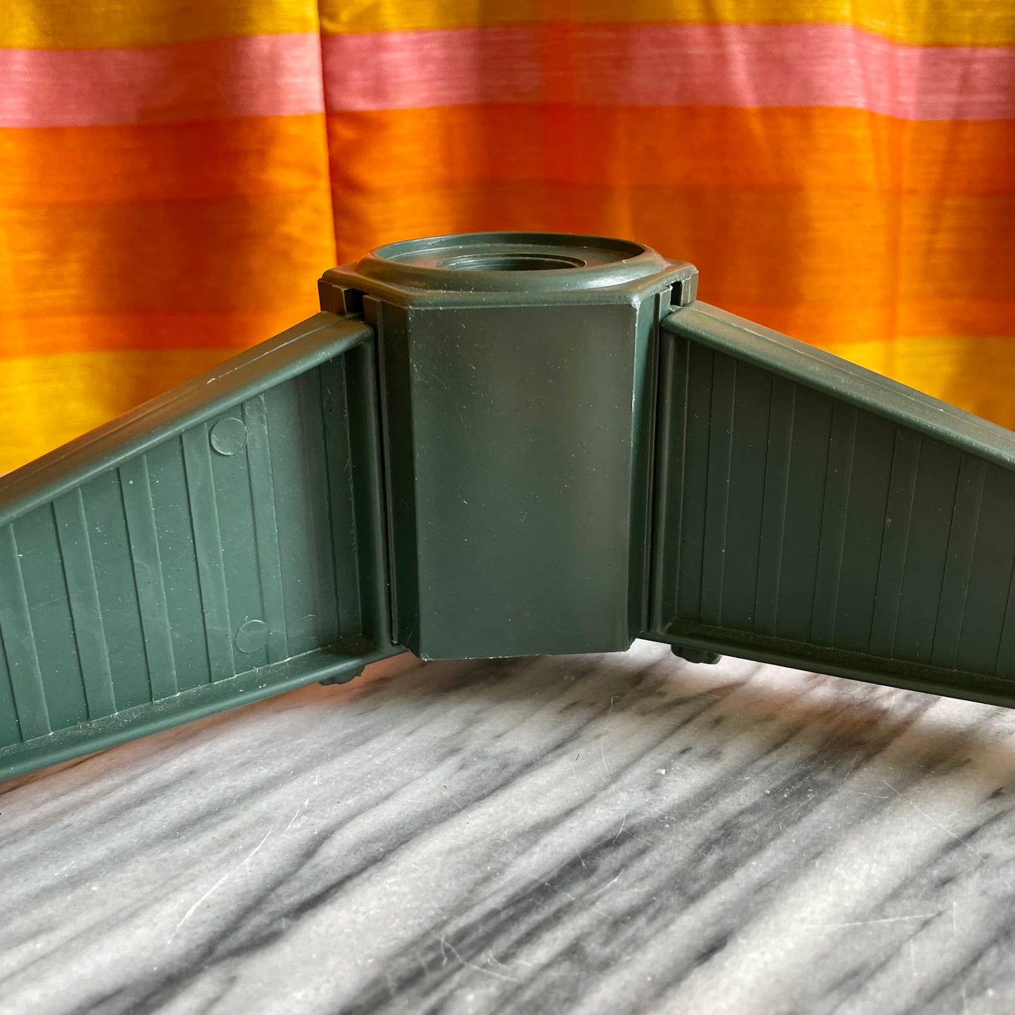 Vintage Christmas Tree Stand / green plastic collapsible Xmas tree