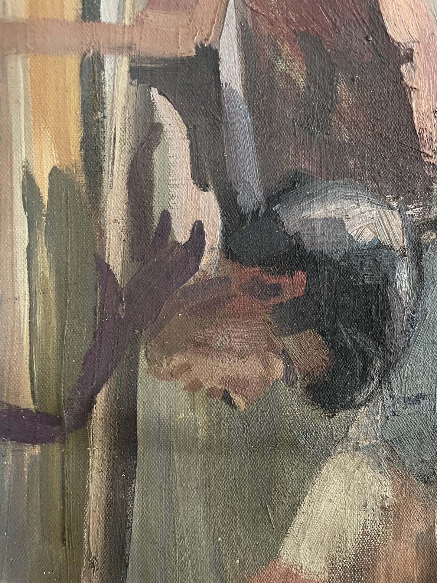 Juxtapositions - vintage oil painting on extra large loose canvas material - two sided classical nude artwork