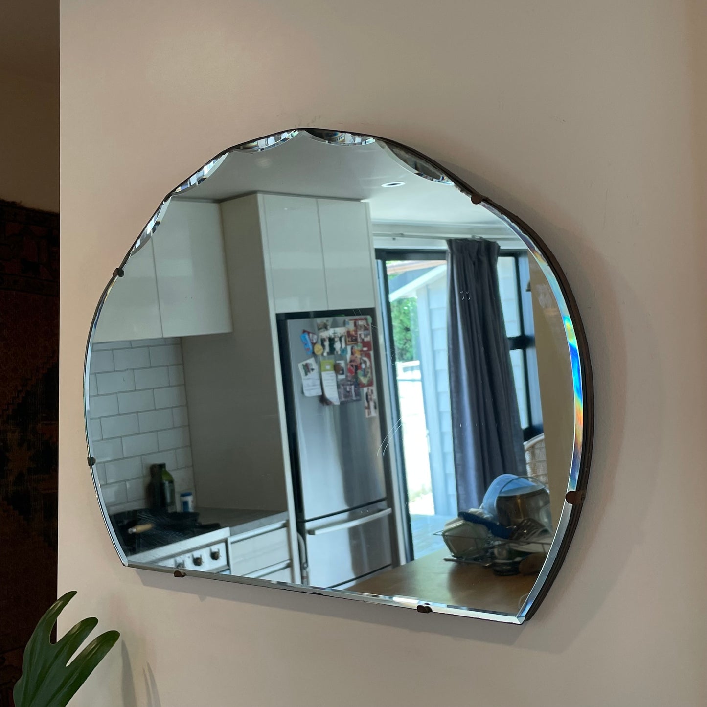 Raincloud mirror - Art Deco mirror with scalloped beveled edges and cloud shape