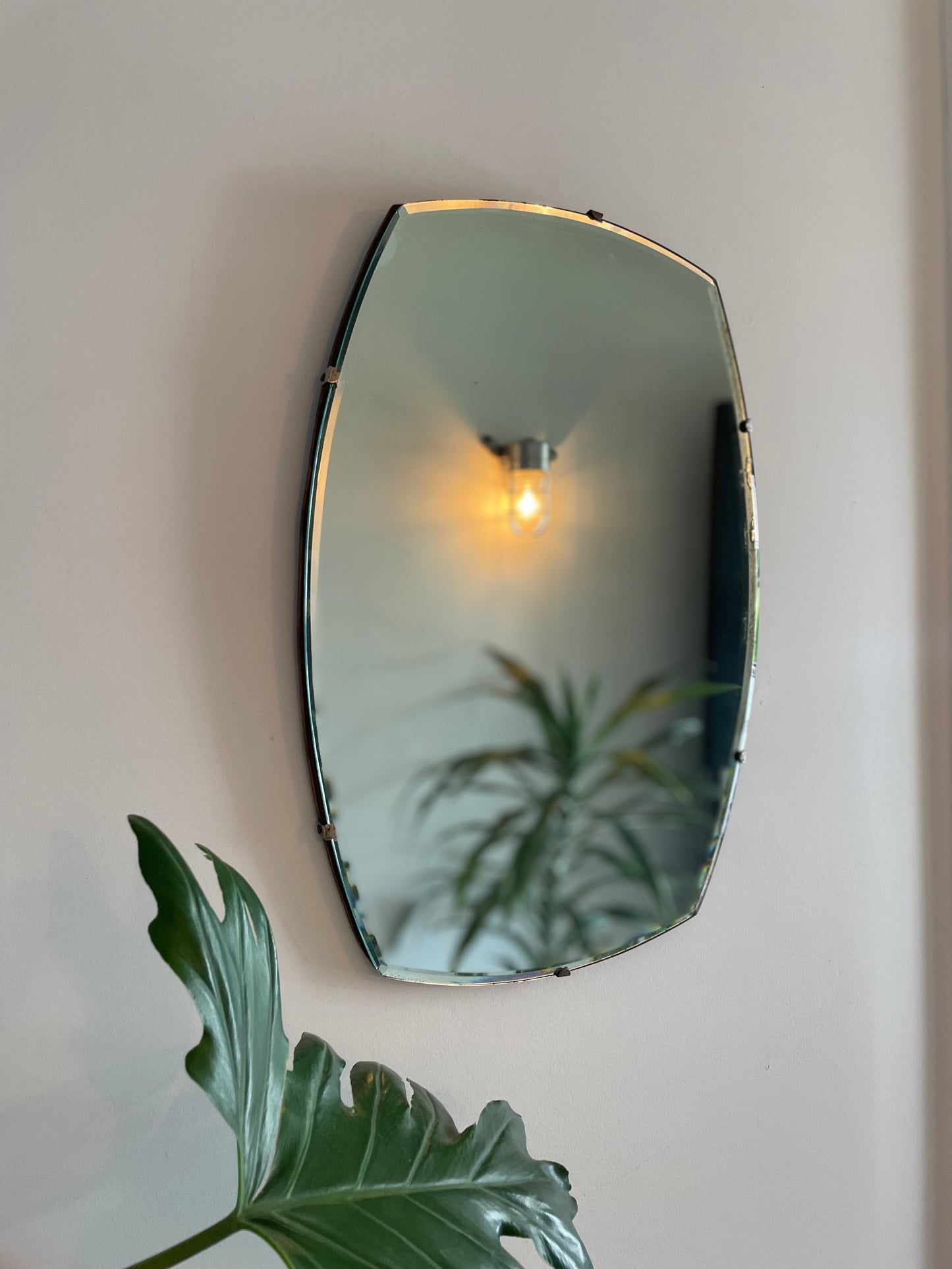 Antique beveled mirror - frameless oval mirror