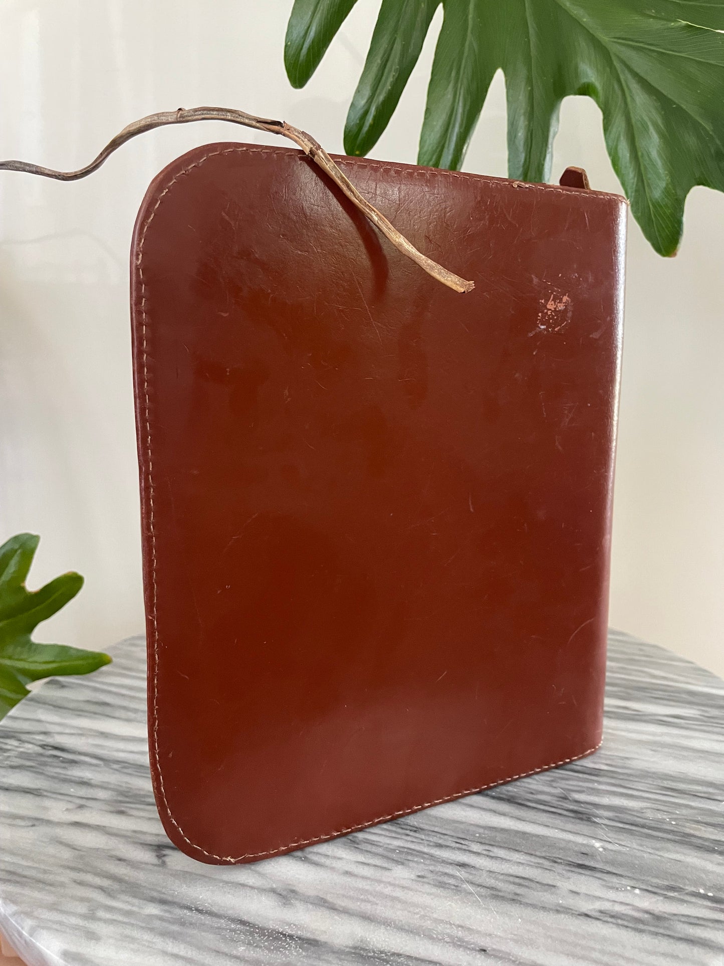 Vintage leather pocketbook embossed with a Māori chief from New Zealand / notebook cover writing case