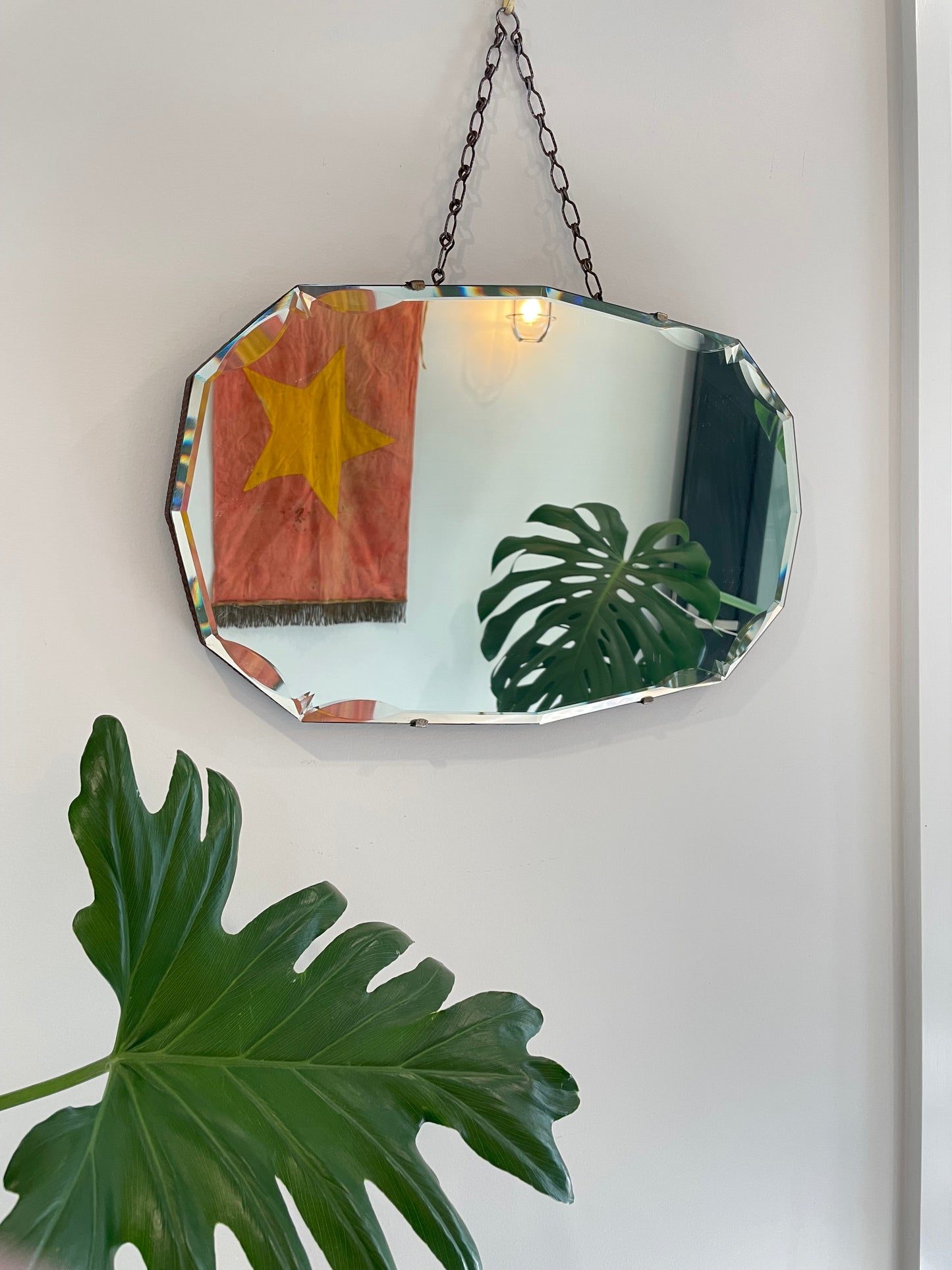Marquise Diamond beveled mirror - antique art deco mirror