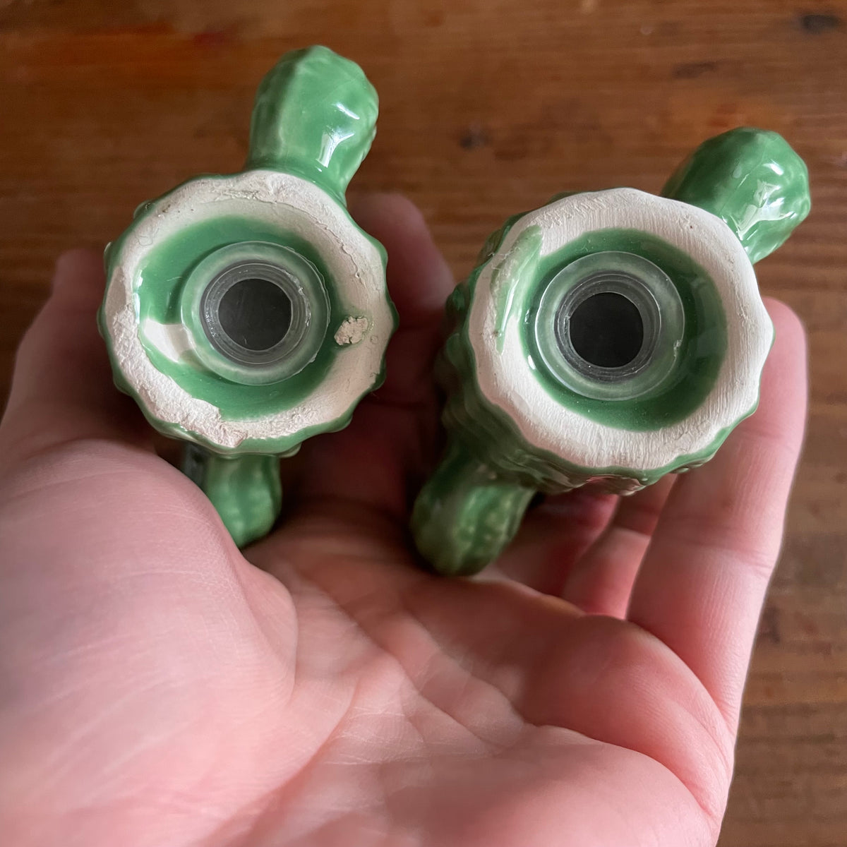 Kitschy Cactus - retro pair of ceramic saguaro cactus salt and pepper shakers
