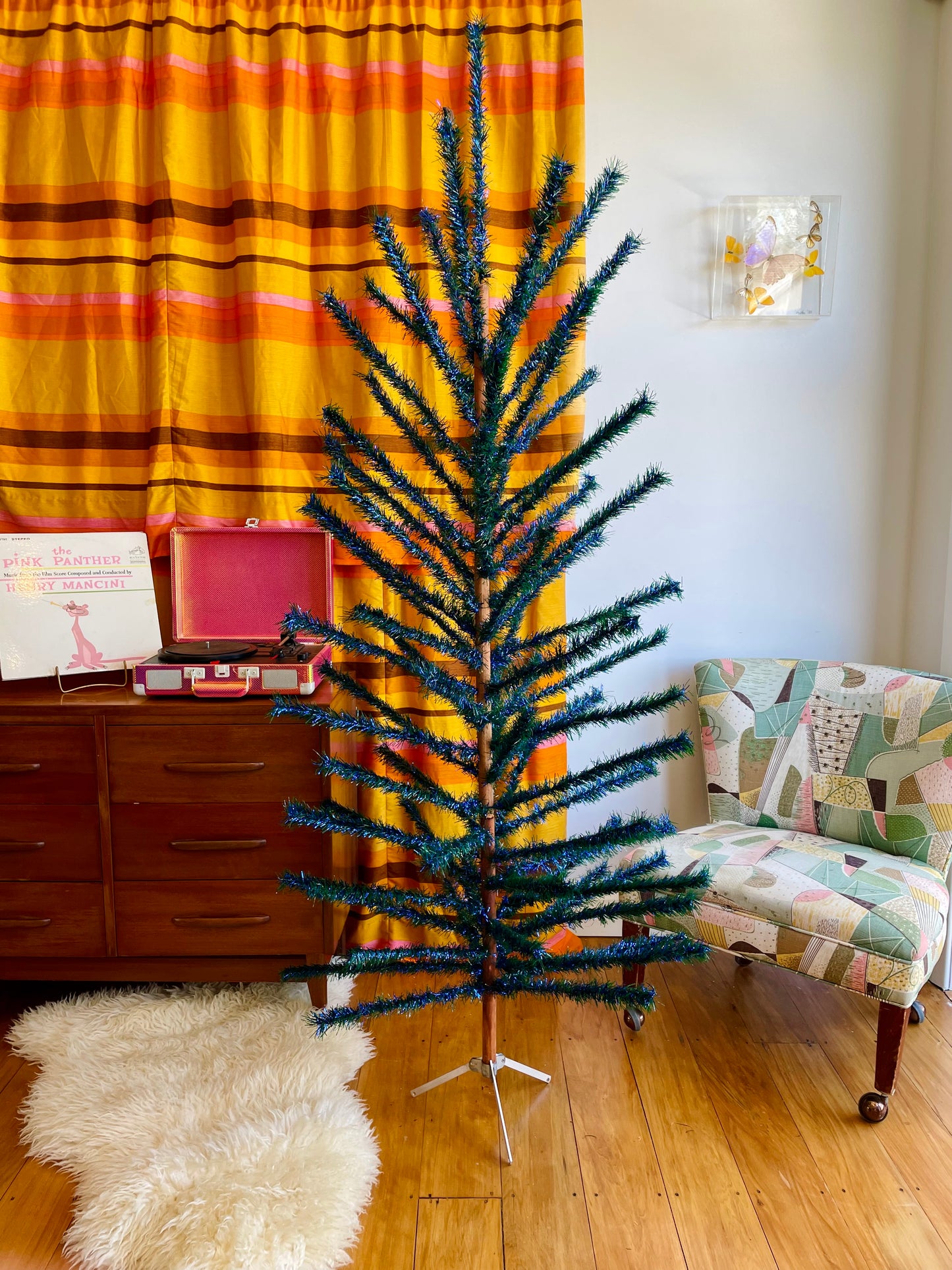 Sapphire Tree - vintage blue and green midcentury modern Christmas tree