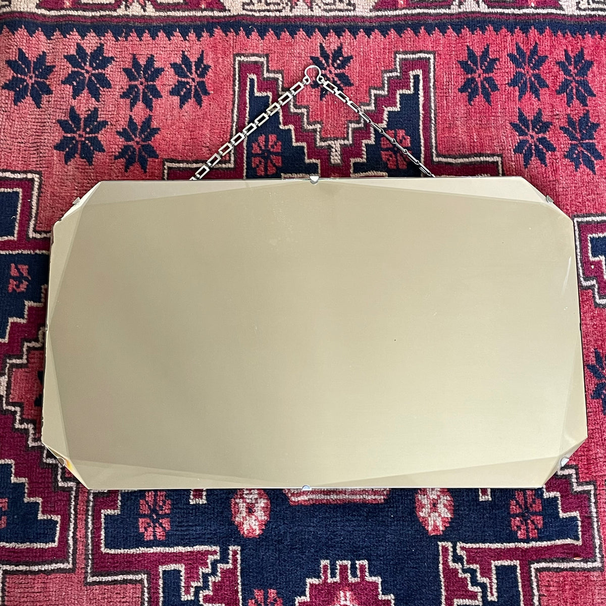 Antique beveled mirror - frameless Art deco mirror