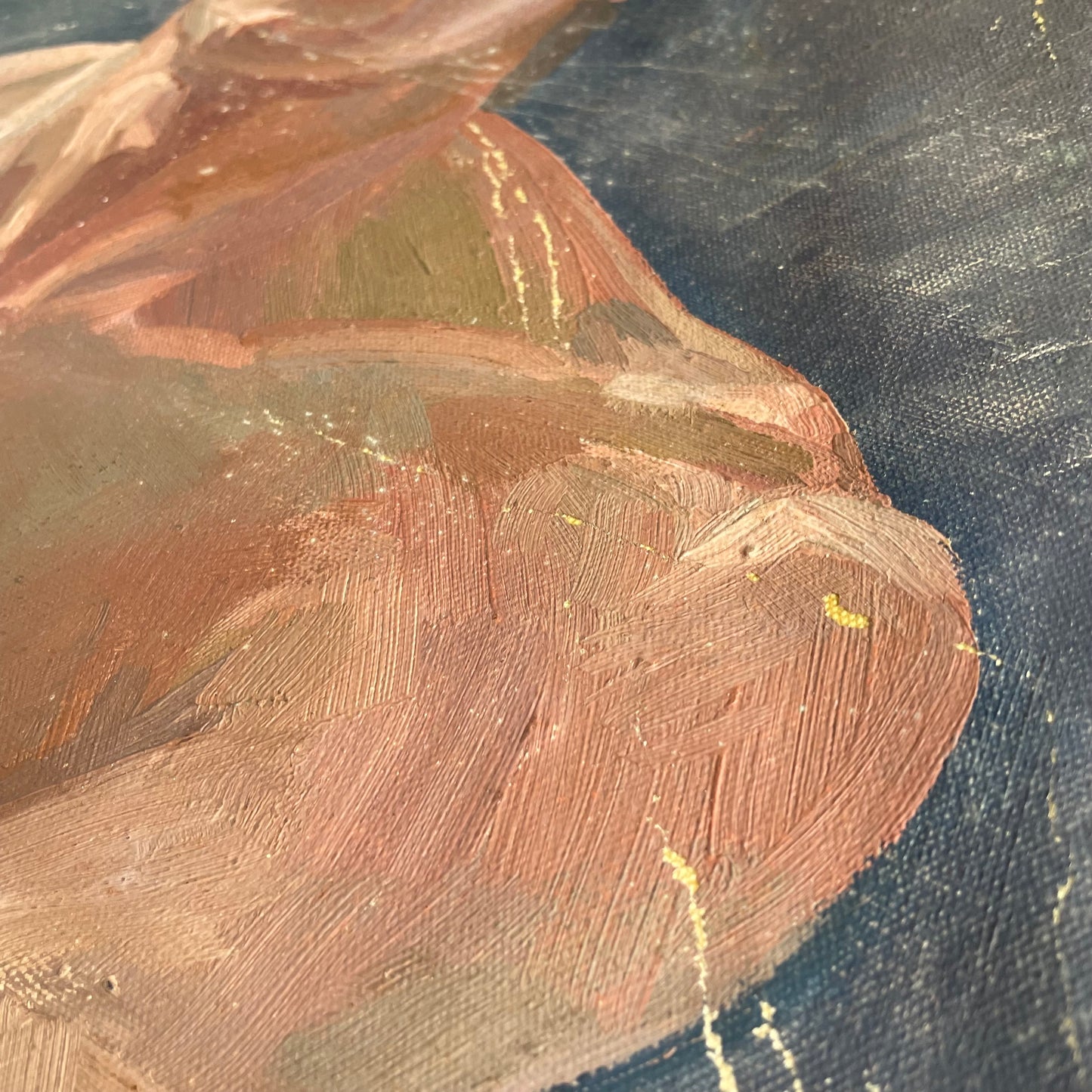 Reflections - extra large vintage male nude original oil artwork - two sided