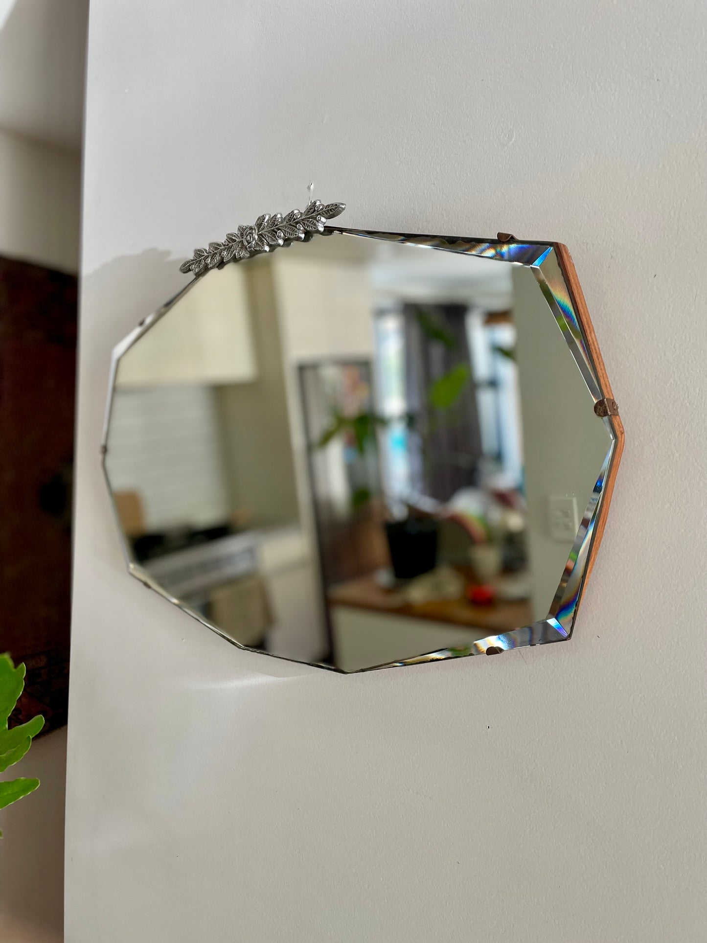 Briar Rose - Art Deco mirror with decorative rose crown metal topper