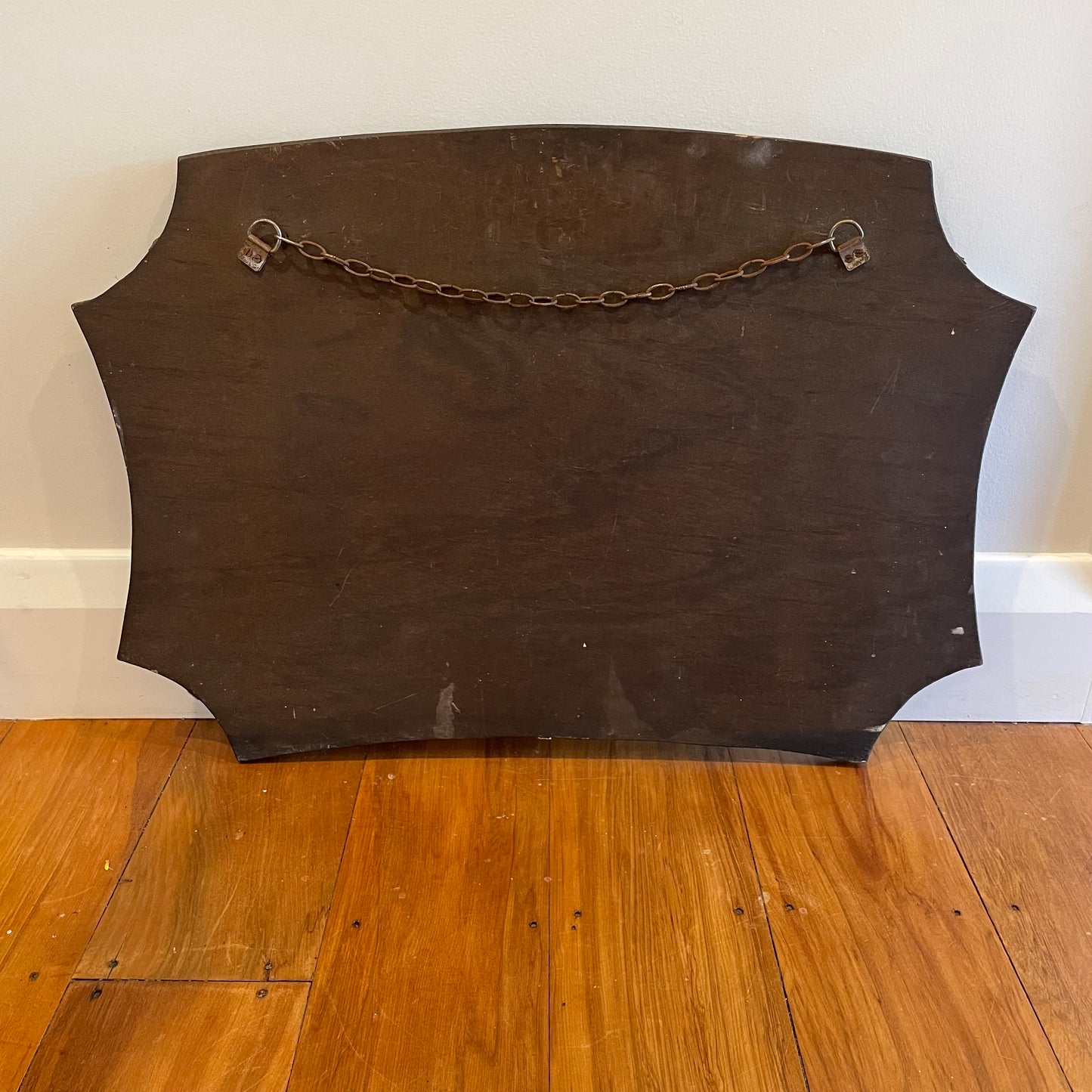 Scalloped Art Deco Mirror - 23.5 inch wide antique frameless mirror