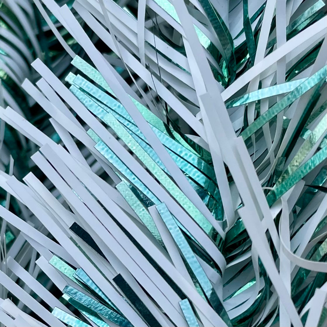 Merry & Bright - Sparkly green and silver vintage Christmas tree - 5 foot midcentury modern aluminum Xmas tree