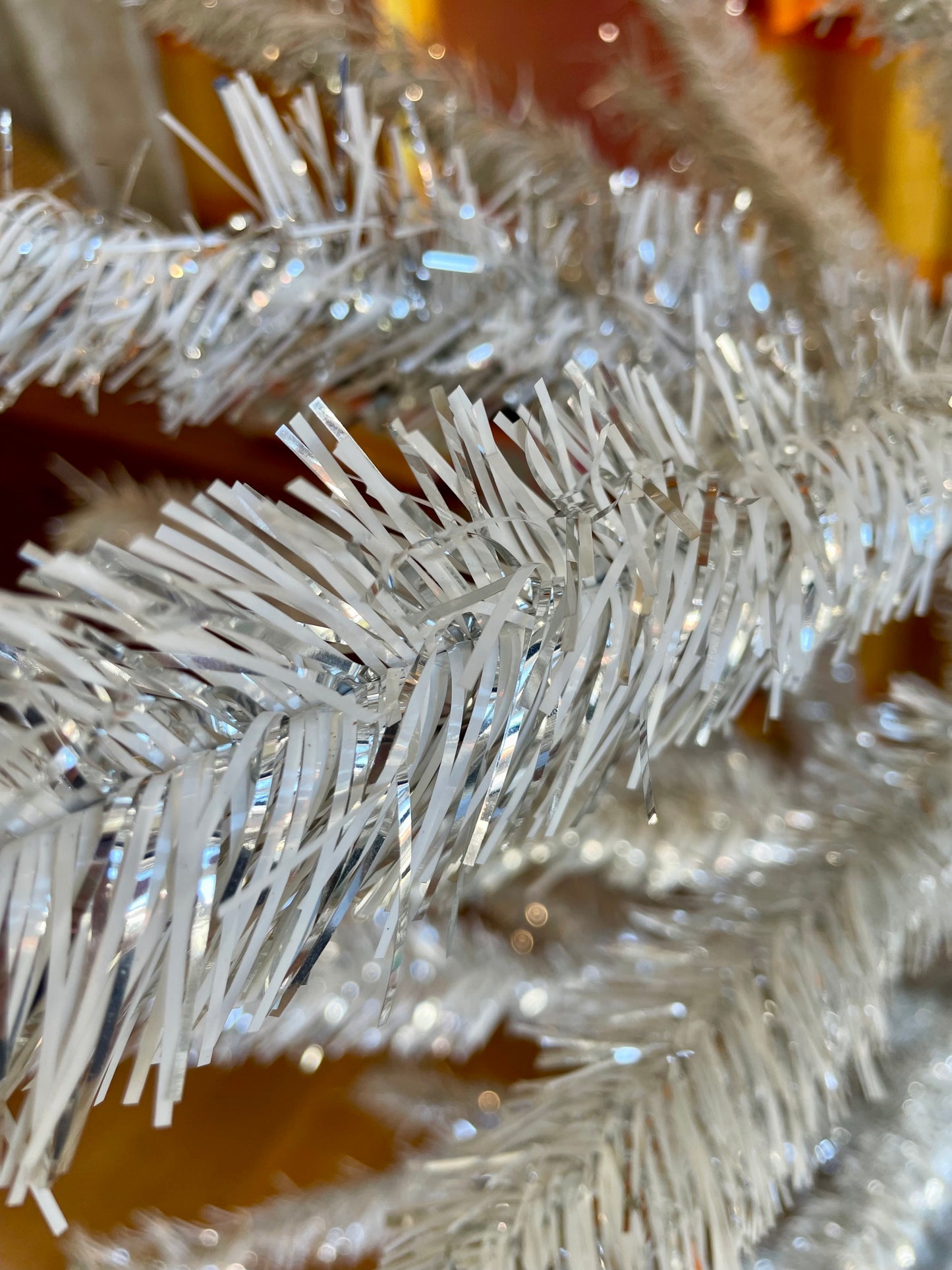 Fairy light tree - 7 foot Vintage silver & white sparkly Christmas tree - midcentury modern aluminum xmas tree