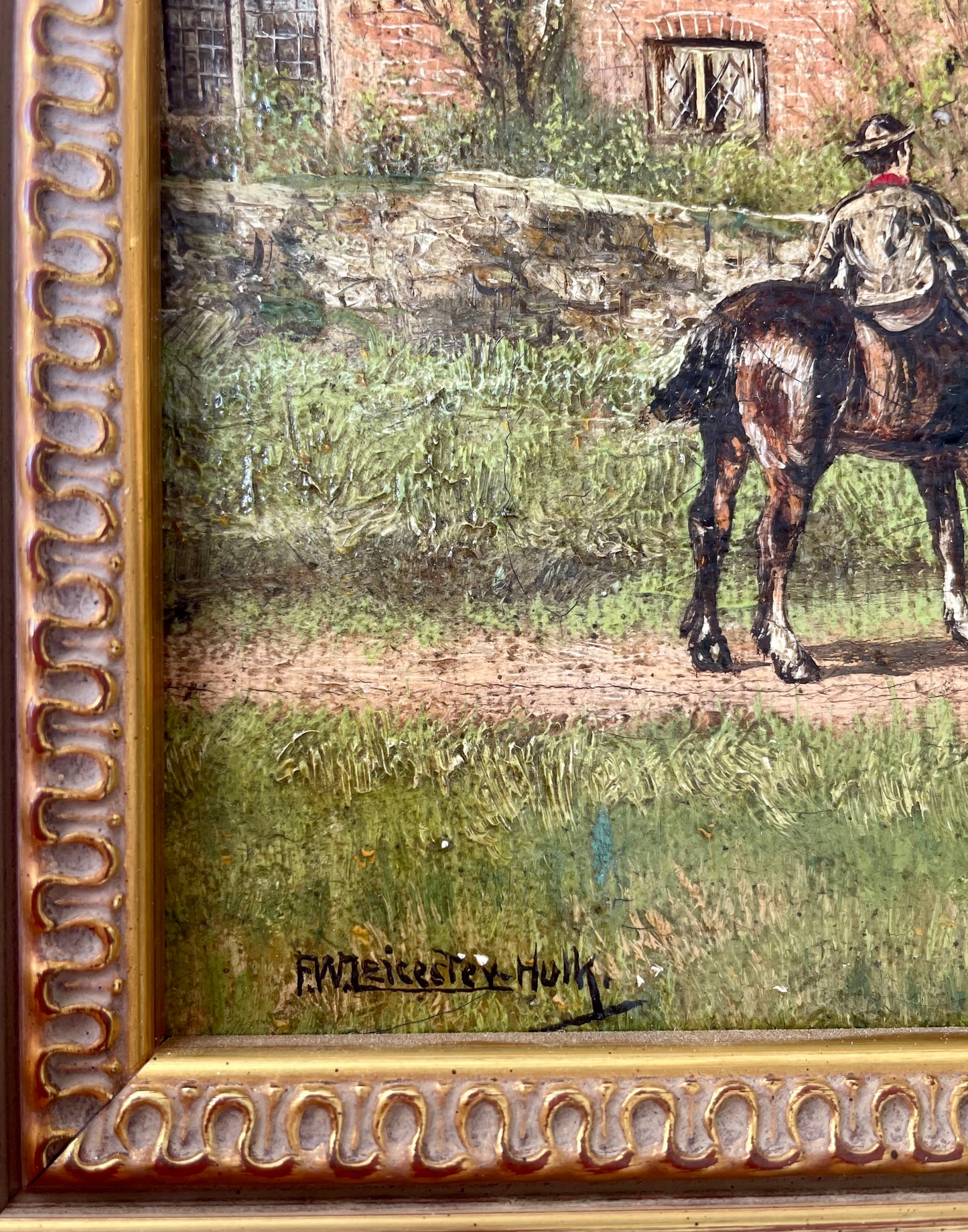 19th century oil painting of English countryside - signed Frederick William Leicester Hulk original artwork