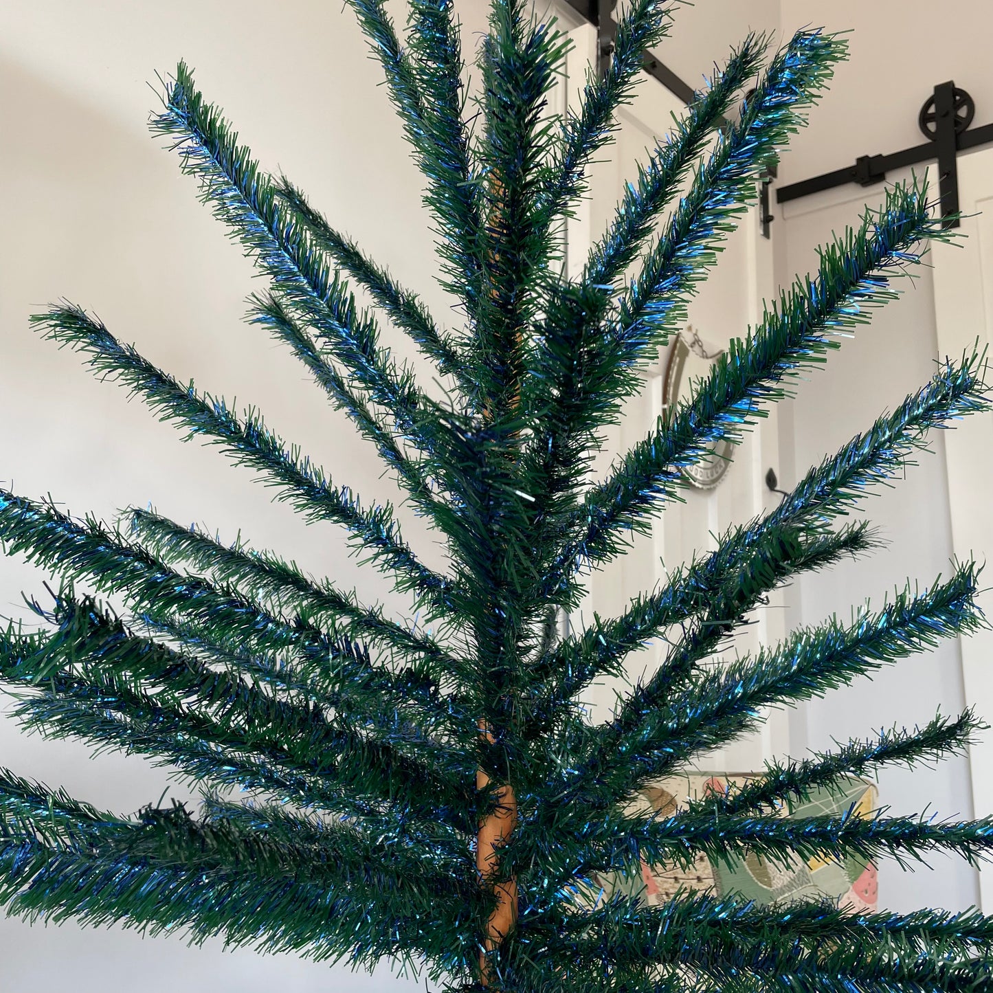 The Black Forest - vintage blue and green faux Christmas tree - midcentury modern Xmas tree