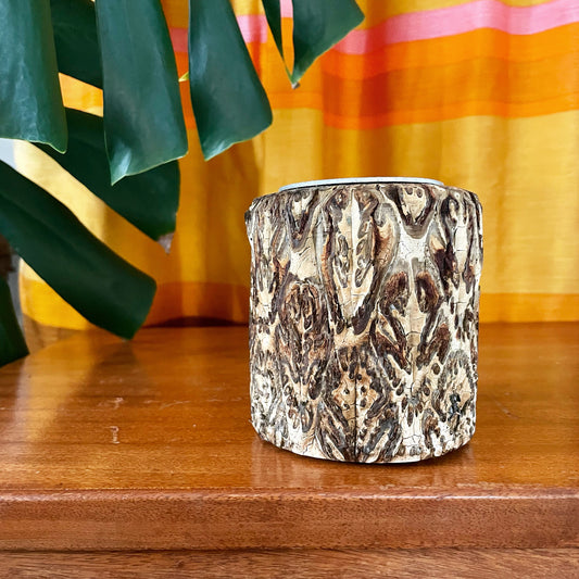 Vintage New Zealand Ponga tree fern tea light holder / vase