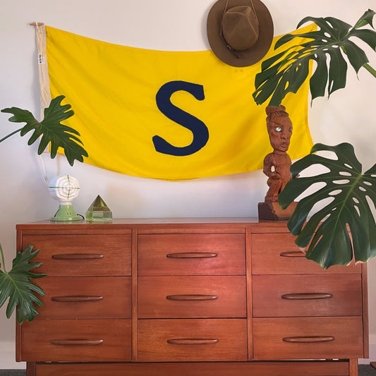 Vintage S flag from New Zealand - nautical signal flag letter S