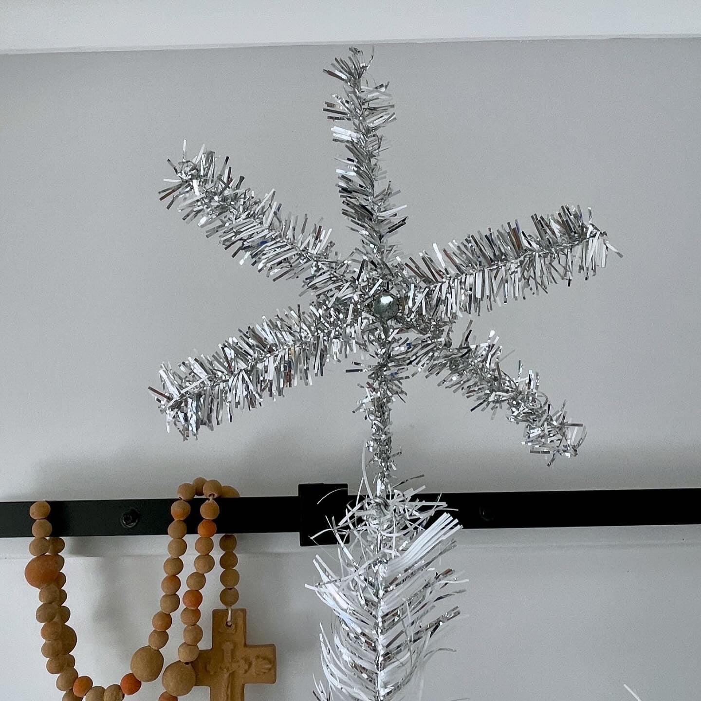 Queen Frostine - 7 foot Vintage silver & white sparkly Christmas tree - midcentury modern aluminum xmas tree