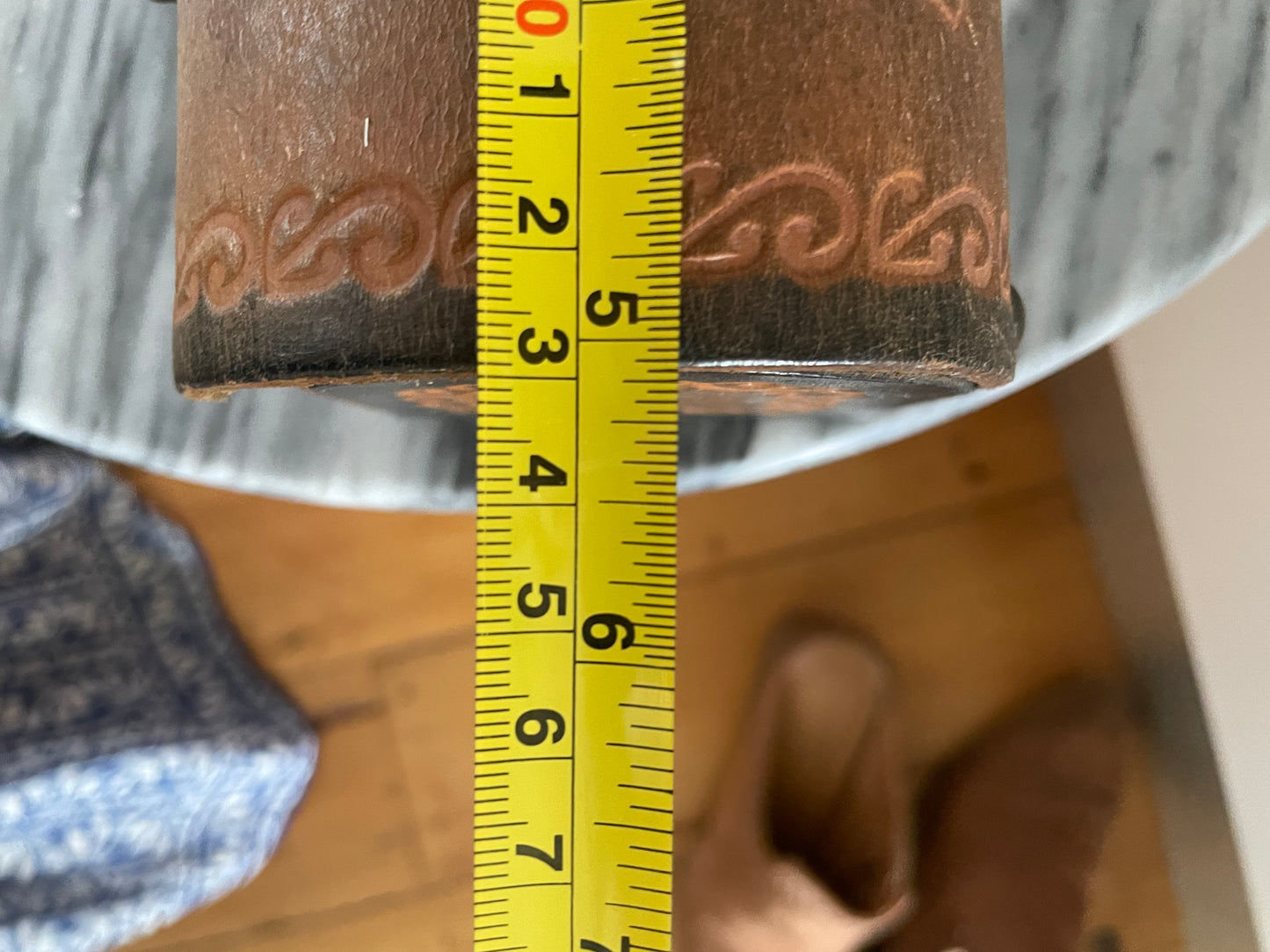 Vintage hand-tooled leather box with embossed Map of New Zealand and Māori designs