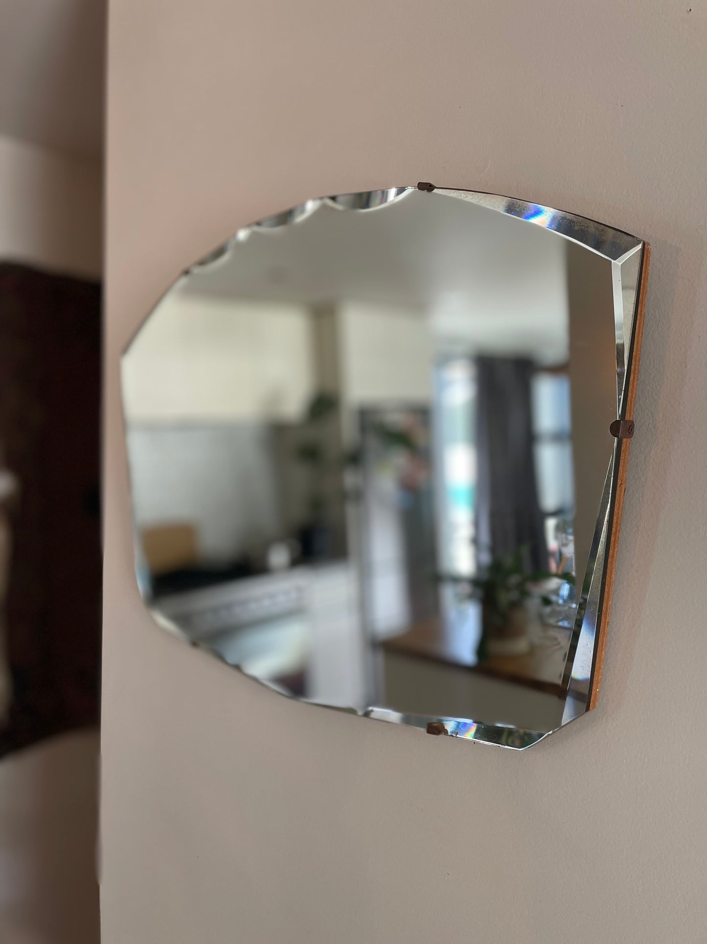 1930s antique art deco frameless mirror