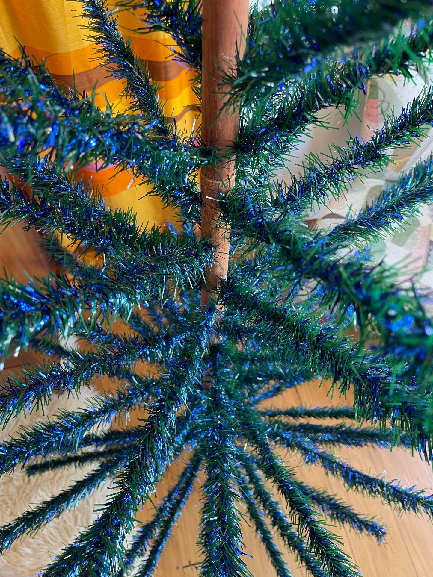 Sapphire Tree - vintage blue and green midcentury modern Christmas tree