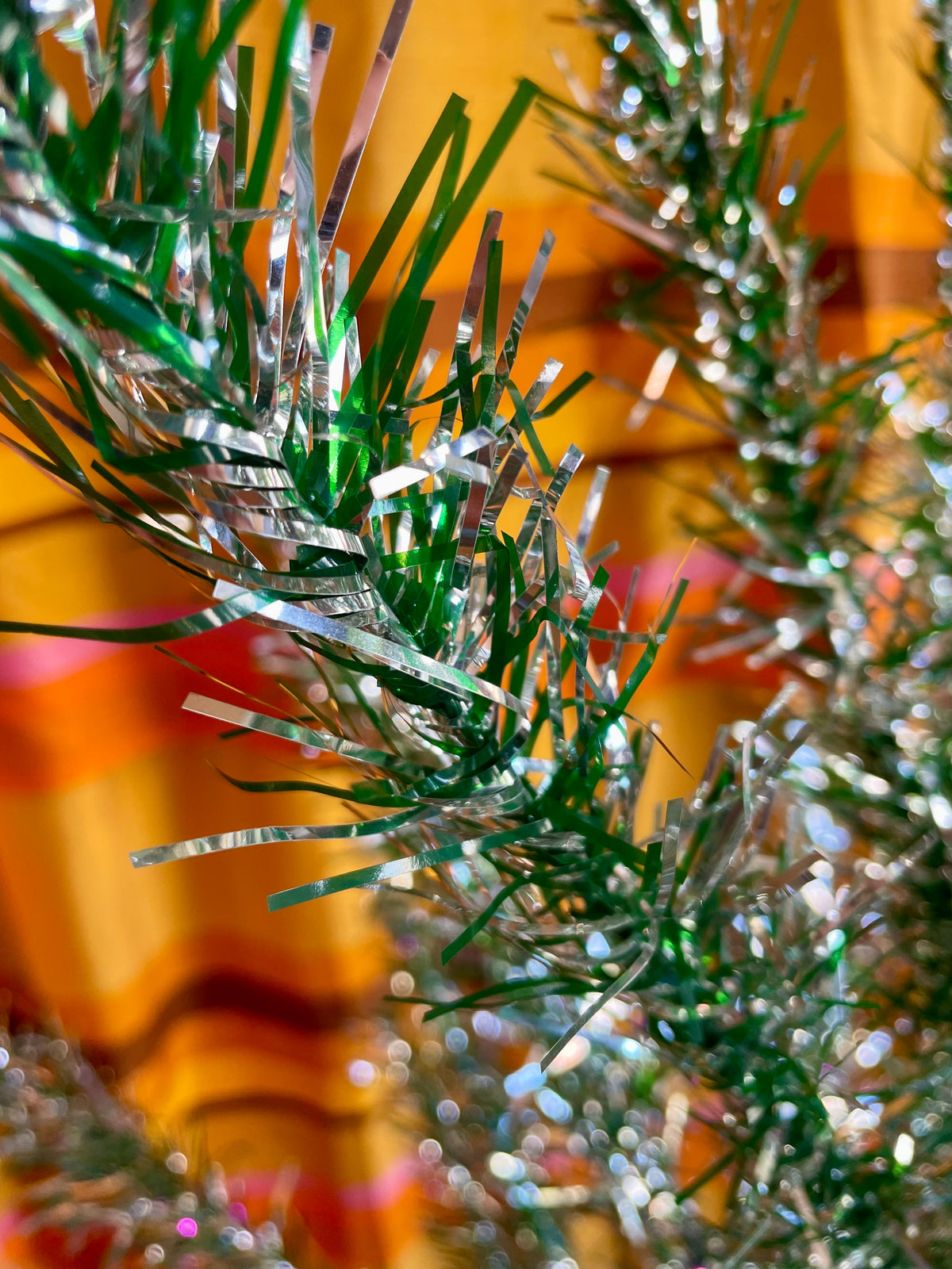 Tinselite Tree - Authentic vintage midcentury modern Christmas tree / retro silver and green tinsel tree