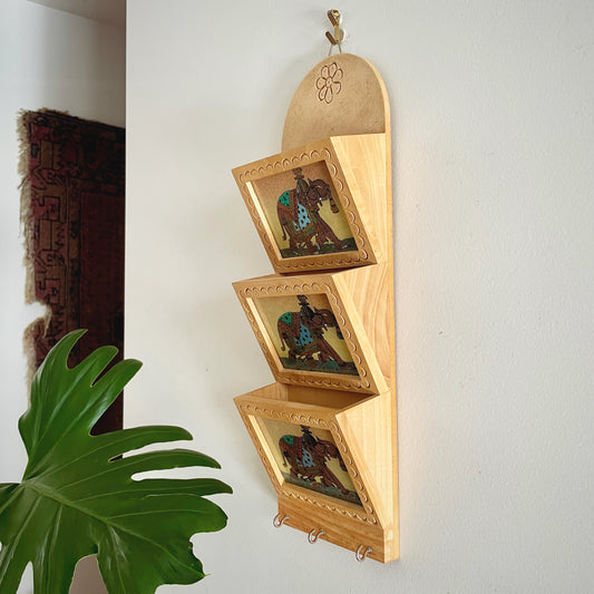 Rajasthan India gemstone key holder and letter organizer - elephant mail holder and key ring